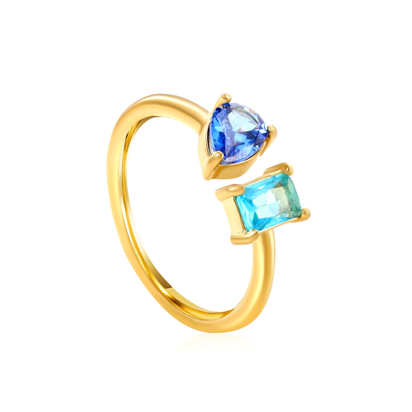 18K Gold Plated Titanium Steel Birthstone Plain Women Ring Nice Multi-Color Zircon Jewelry Best Gift