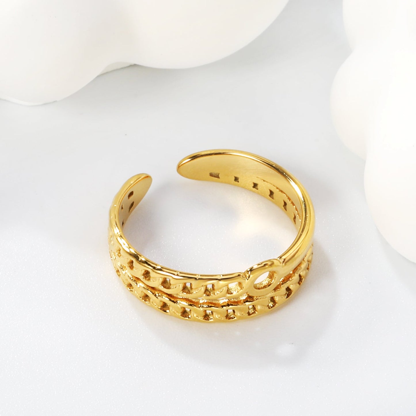 New Stainless Steel Double Chain Open End Ring