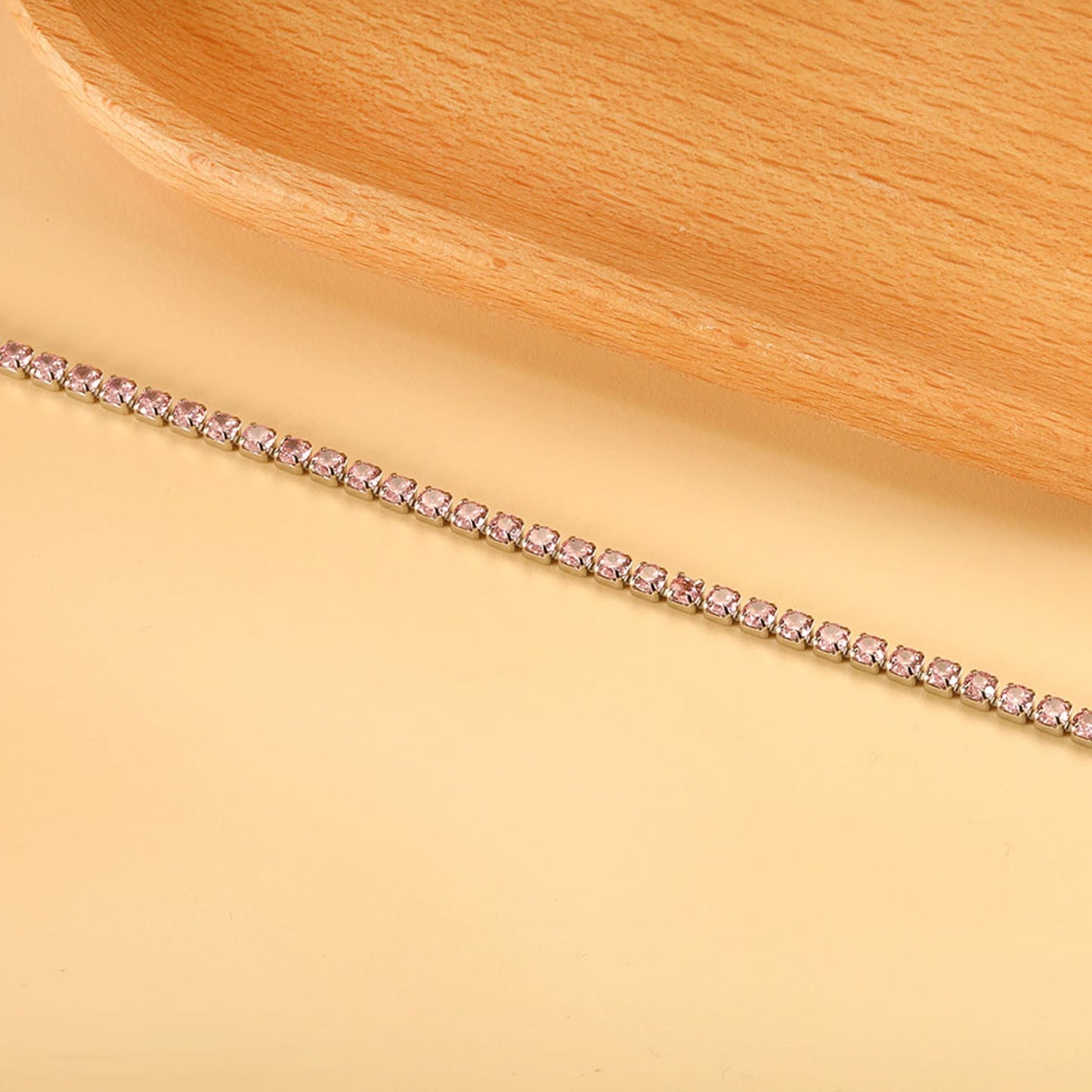 2mm/3mm round purple/pink/mixed/black crystal/white zirconium clasp bracelet 17cm steel/gold color
