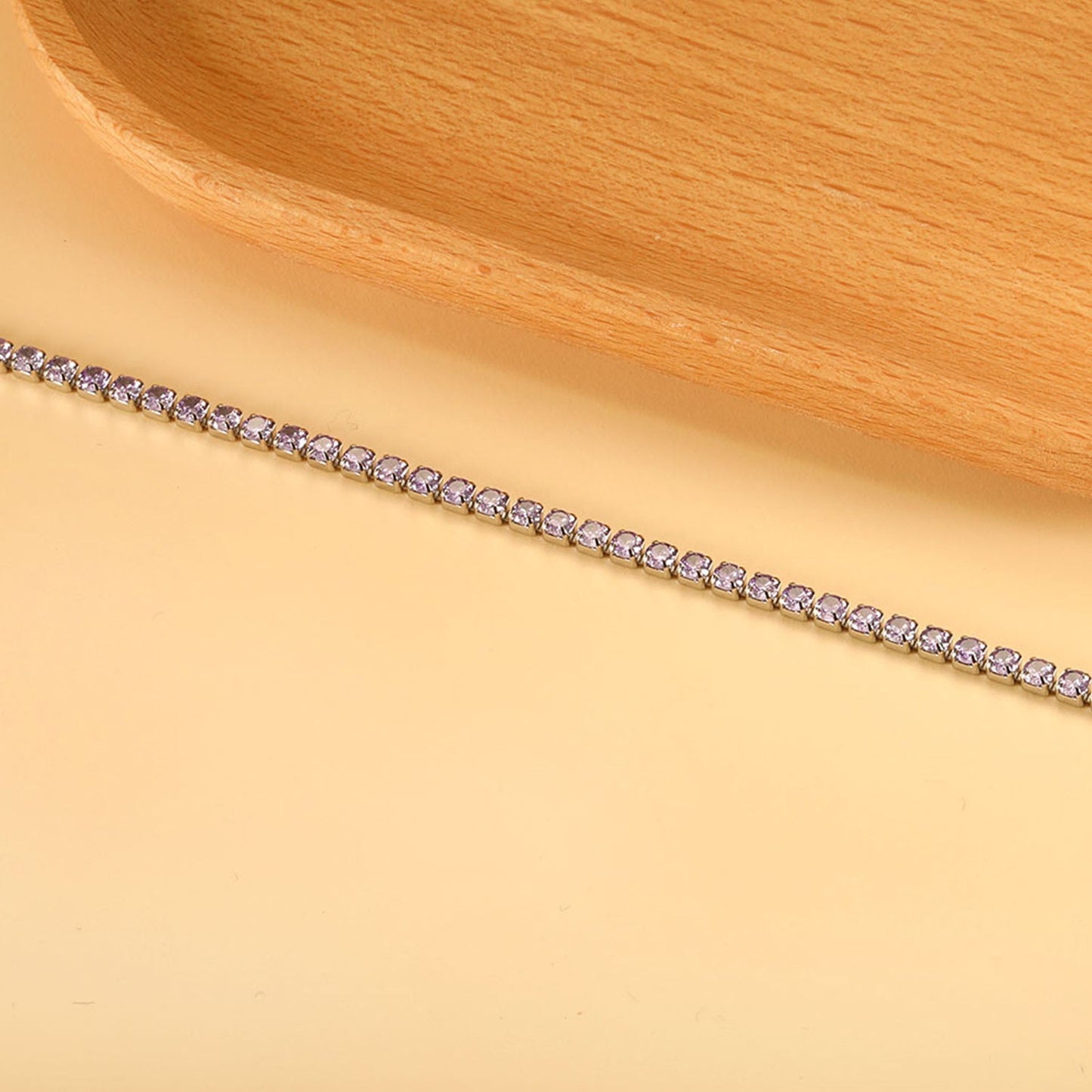 2mm/3mm round purple/pink/mixed/black crystal/white zirconium clasp bracelet 17cm steel/gold color