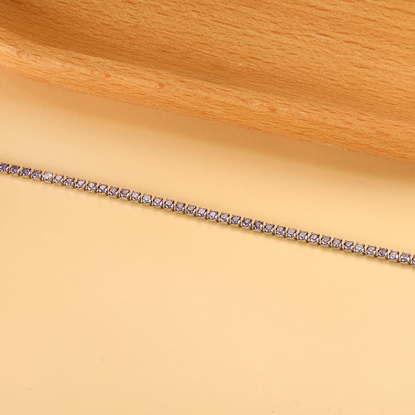 2024 New Year 2~3mm Round Purple Diamond Buckle Bracelet 17cm