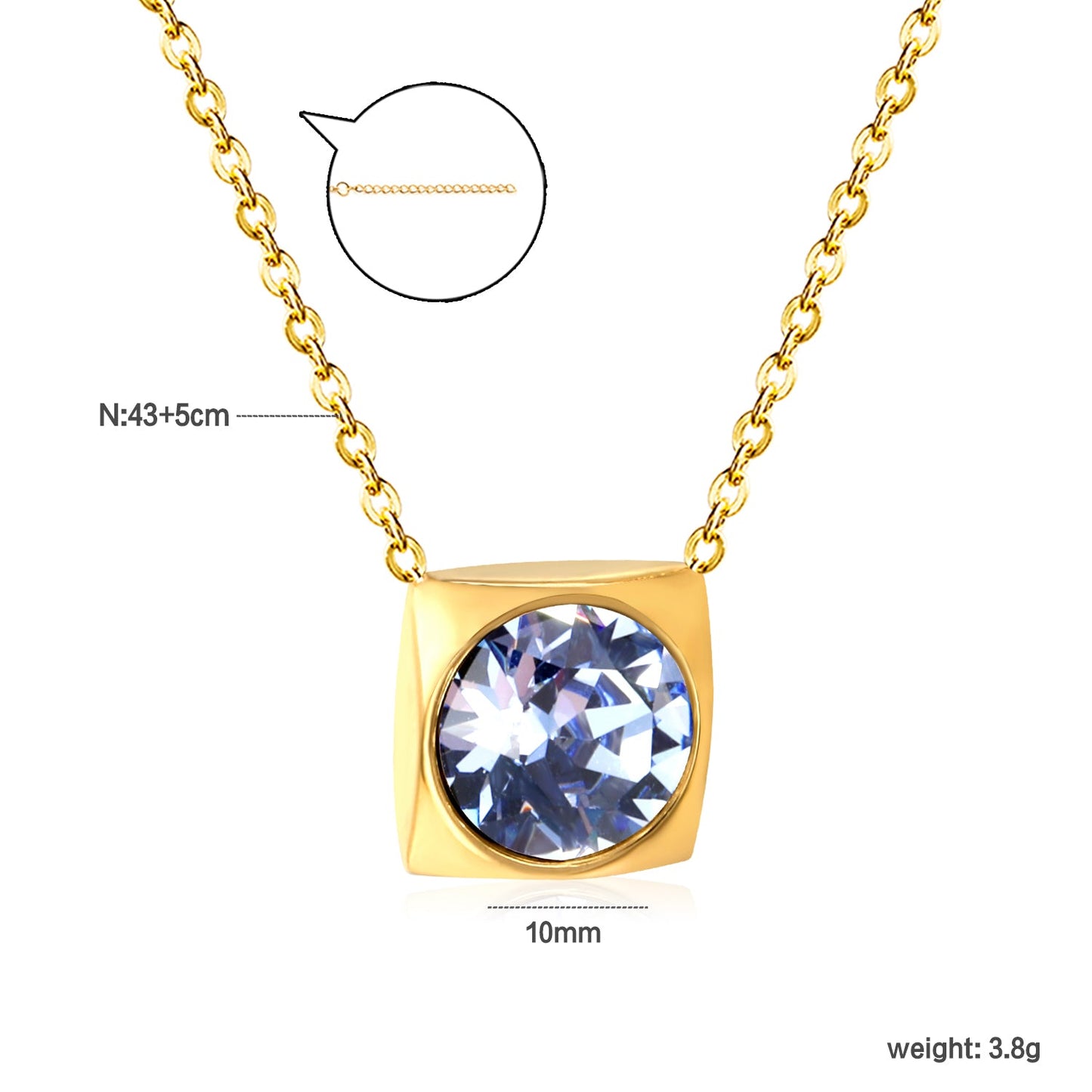 Square Pendant with white & mineral black & deep purple & light purple & red & pink & deep blue & light blue & deep green & light green & white opal & pink opal pendant 10mm necklace 43+5cm