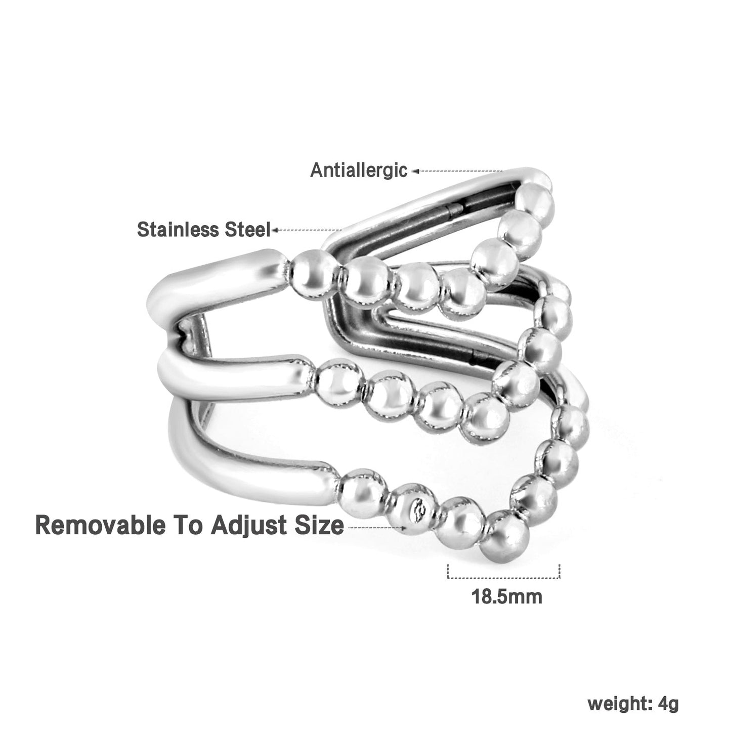 Fashion V-shaped stainless steel ring personalized retro trend 18k gold-plated wholesale