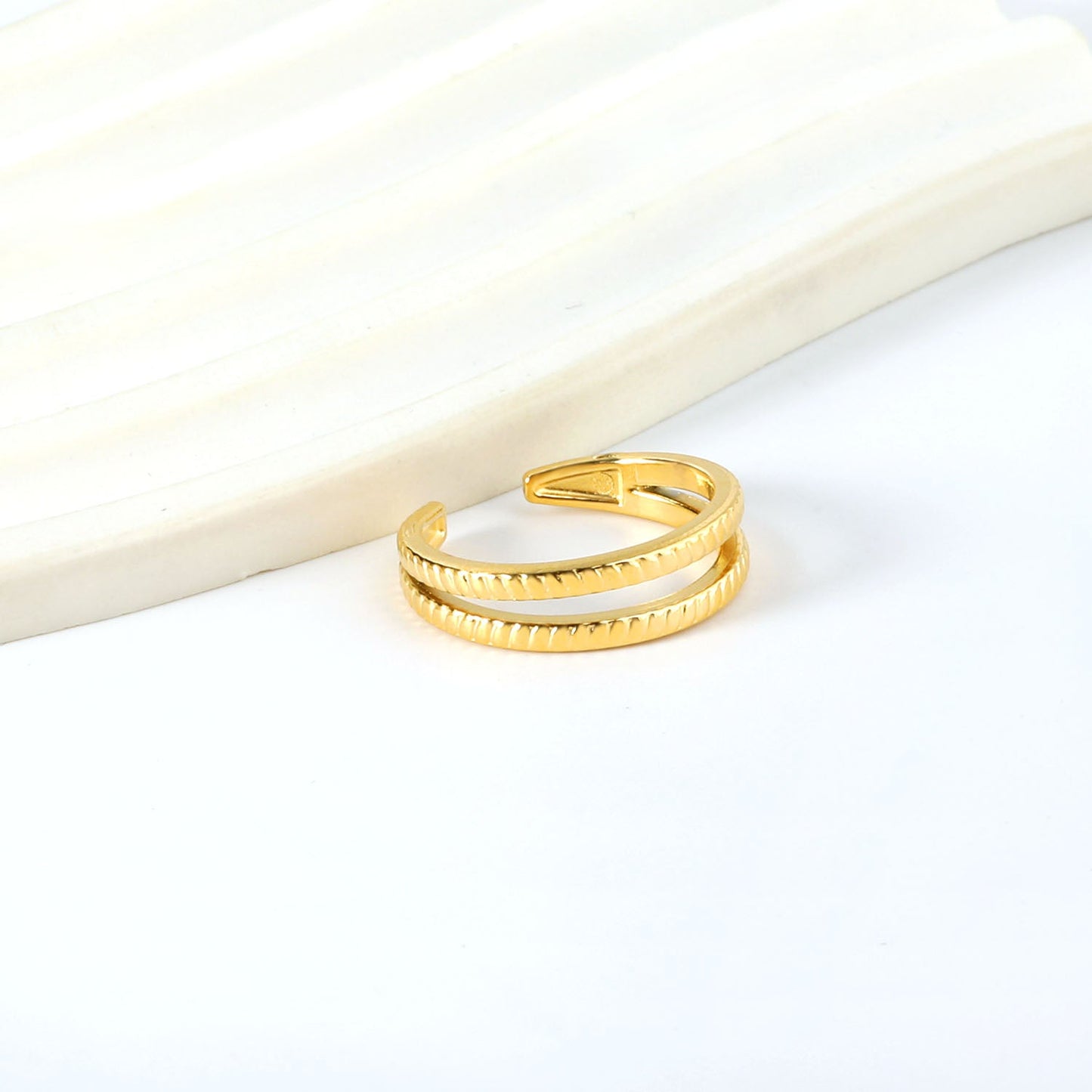 Simple popular lines double vein ring open finger ring