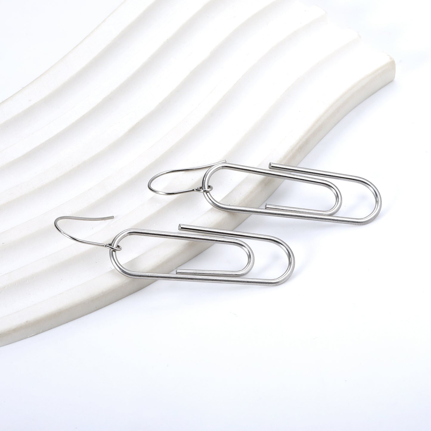 Stainless Steel 13*40.8mm Paper Clip Earrings Jewelry Trendy Geometric Fashion Charm Paperclip Drop Earrings
