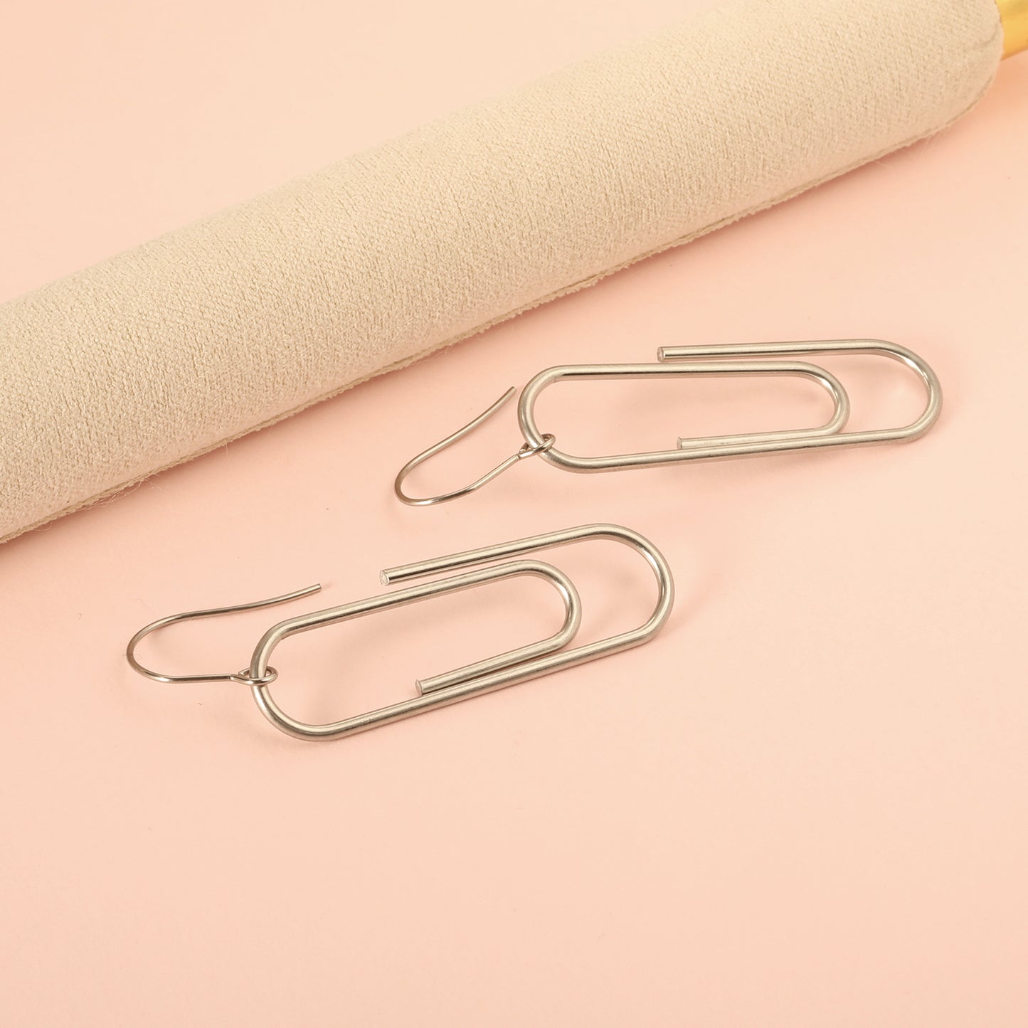 Stainless Steel 13*40.8mm Paper Clip Earrings Jewelry Trendy Geometric Fashion Charm Paperclip Drop Earrings