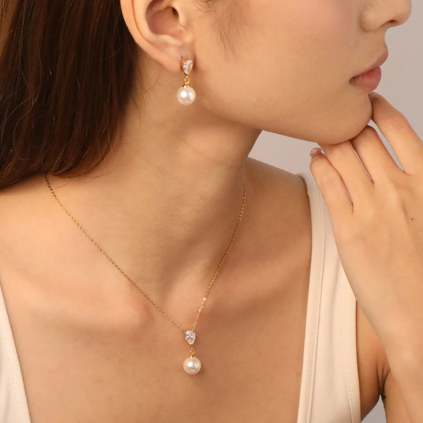 ✨💎 18K Gold Zircon & Pearl Jewelry Set Wholesale (MOQ 12+) | Stainless Steel Necklace & Earrings 🌍 | Hypoallergenic Luxury Gift Set
