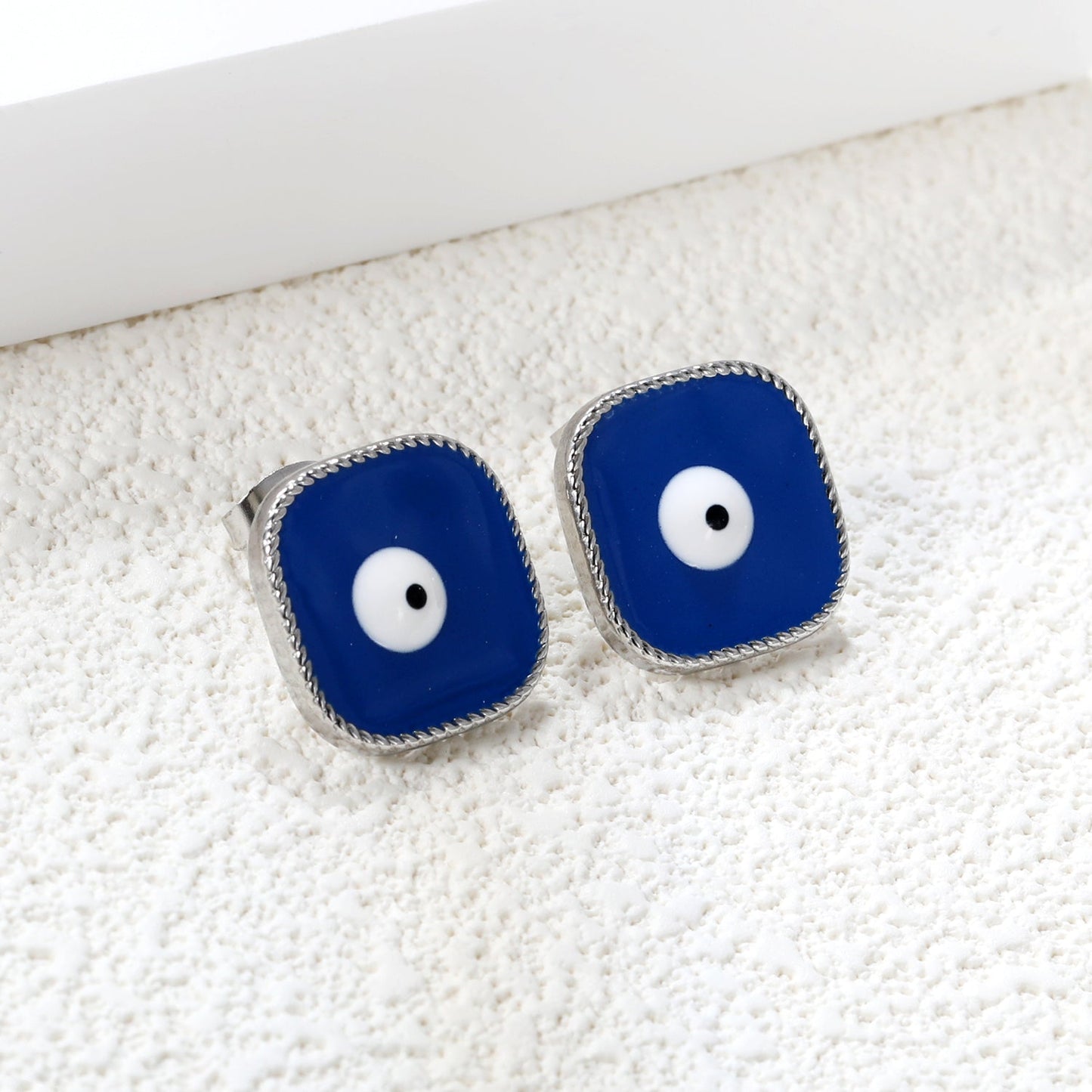 Lace Square with Multi-color Eyelets Multi-color Bottom Oil Drop Earrings 16.5*16.5mm