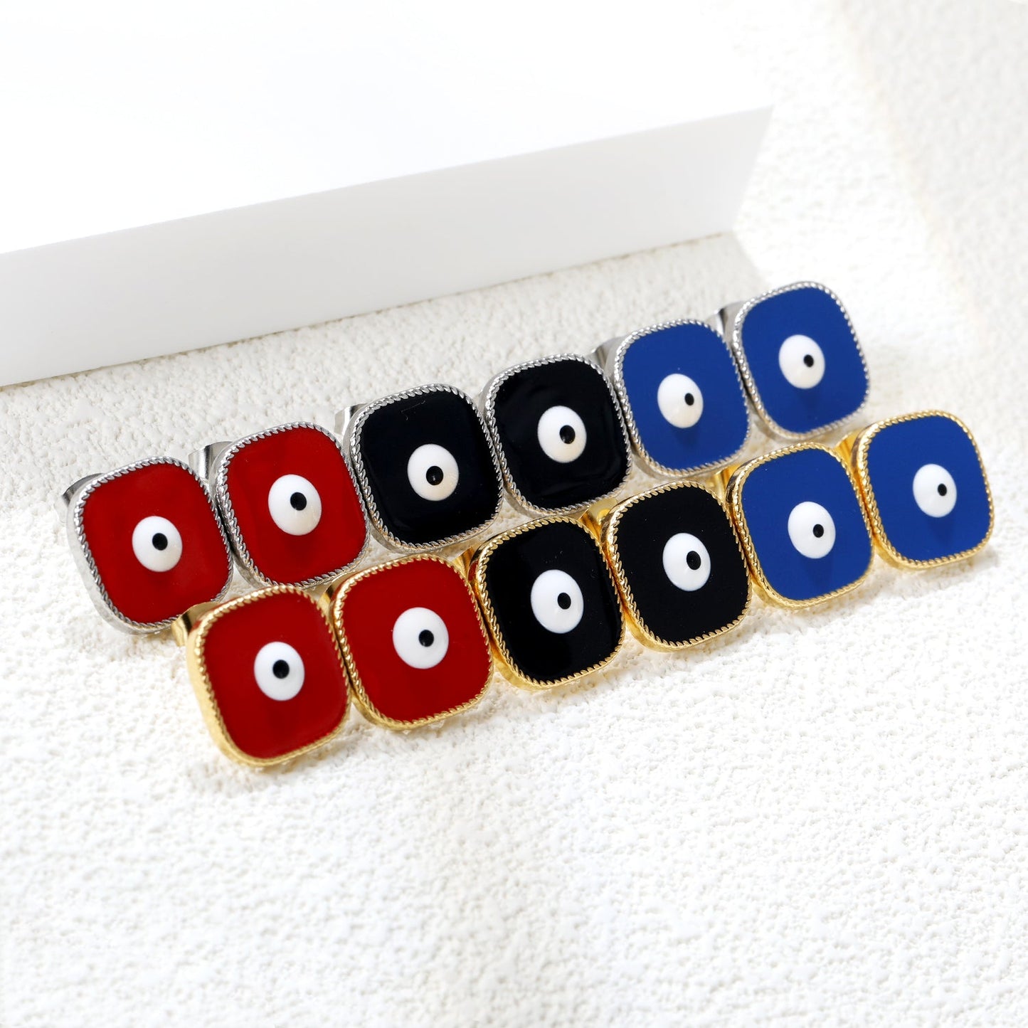 Lace Square with Multi-color Eyelets Multi-color Bottom Oil Drop Earrings 16.5*16.5mm