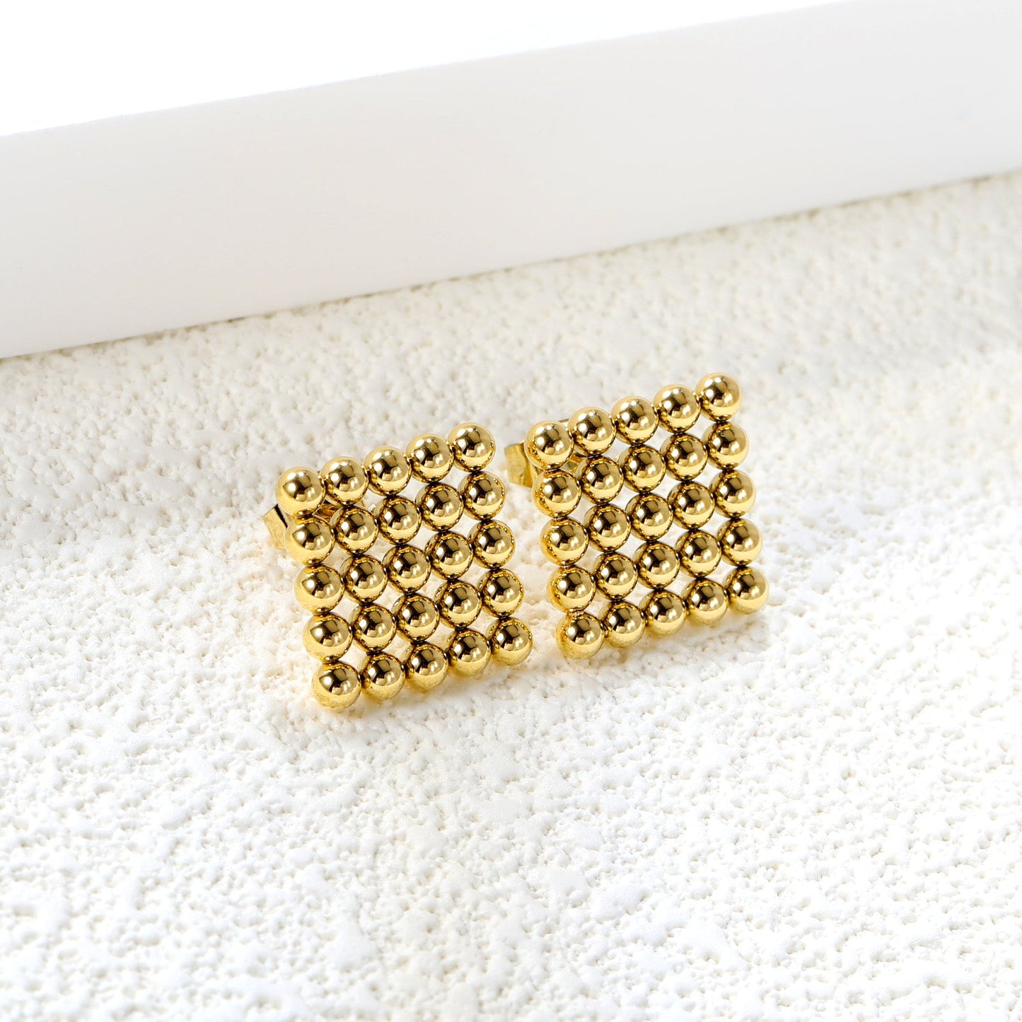 Square Steel Bead Earrings 15*15mm