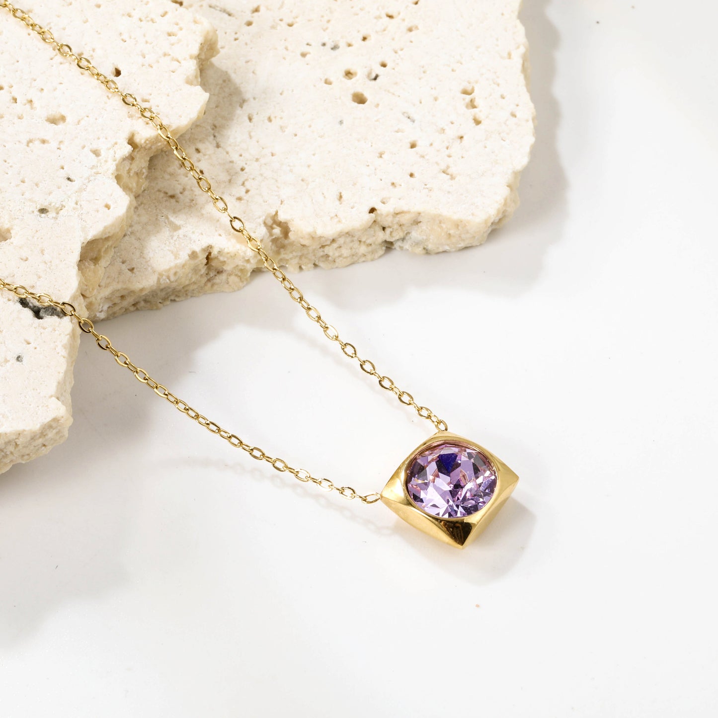 Square Pendant with white & mineral black & deep purple & light purple & red & pink & deep blue & light blue & deep green & light green & white opal & pink opal pendant 10mm necklace 43+5cm