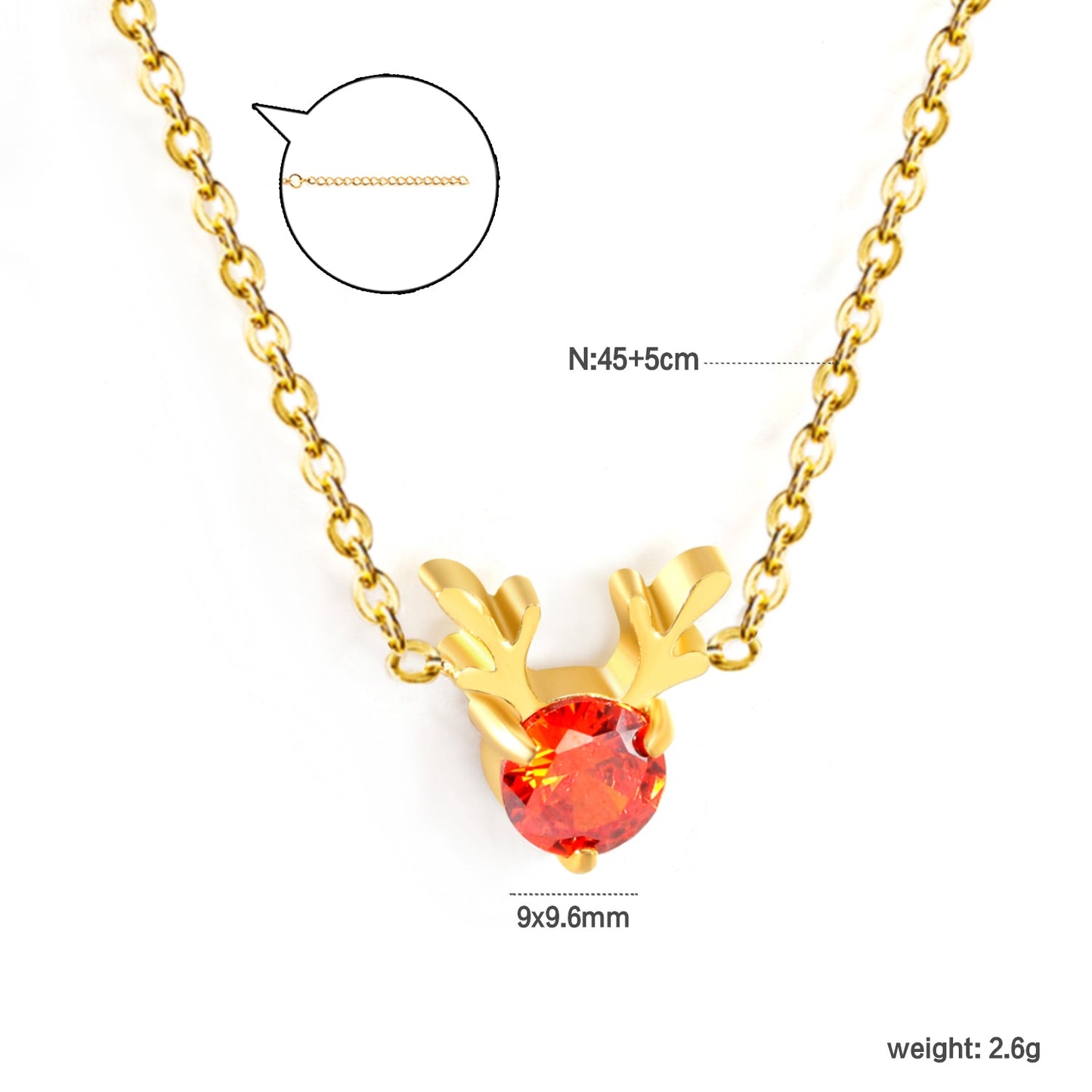 Children's Christmas Moose Antler Necklace Gold