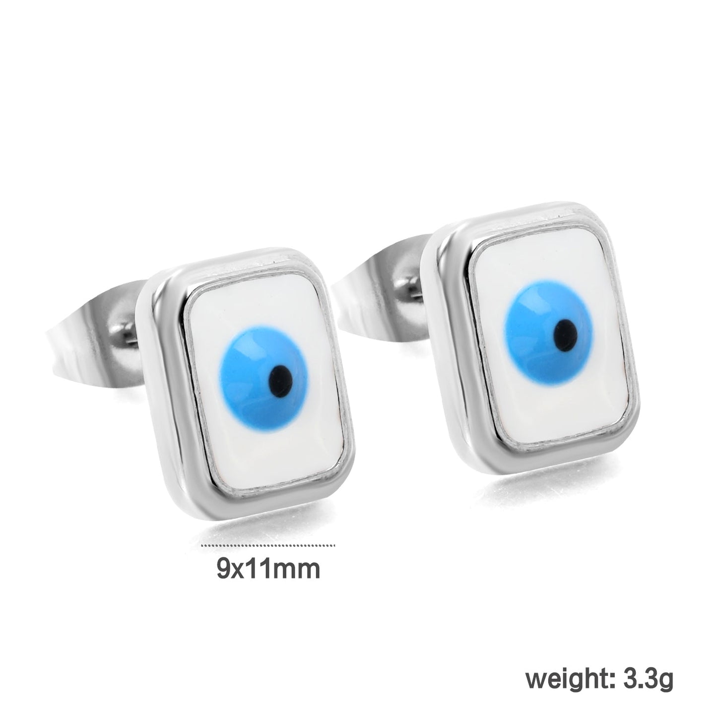 Rectangle with multi-color eyeballs multi-color bottom drop earrings 9*11mm