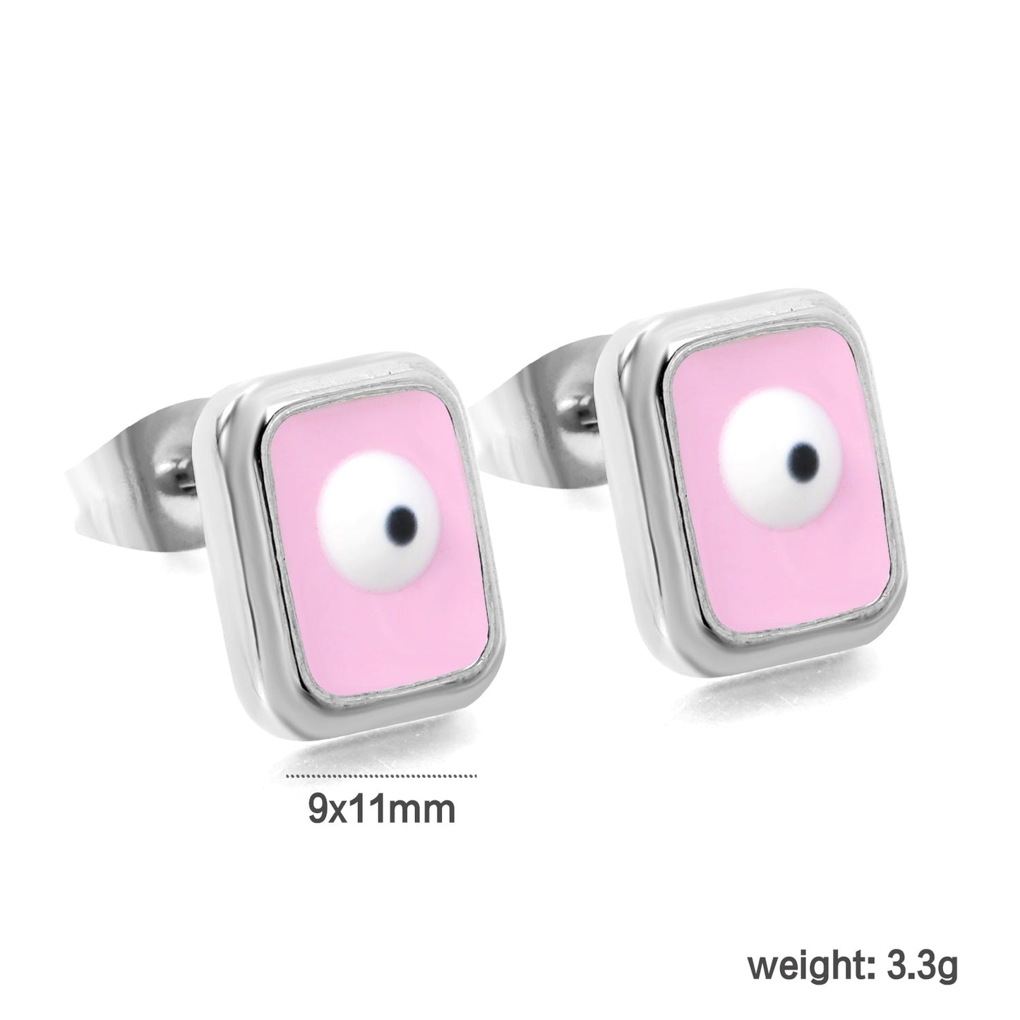 Rectangle with multi-color eyeballs multi-color bottom drop earrings 9*11mm