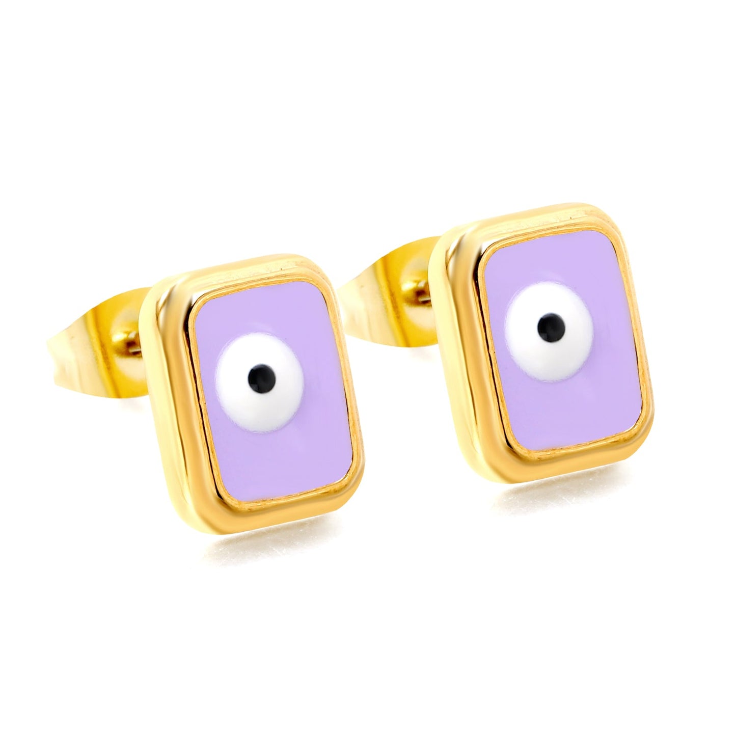 Rectangle with multi-color eyeballs multi-color bottom drop earrings 9*11mm