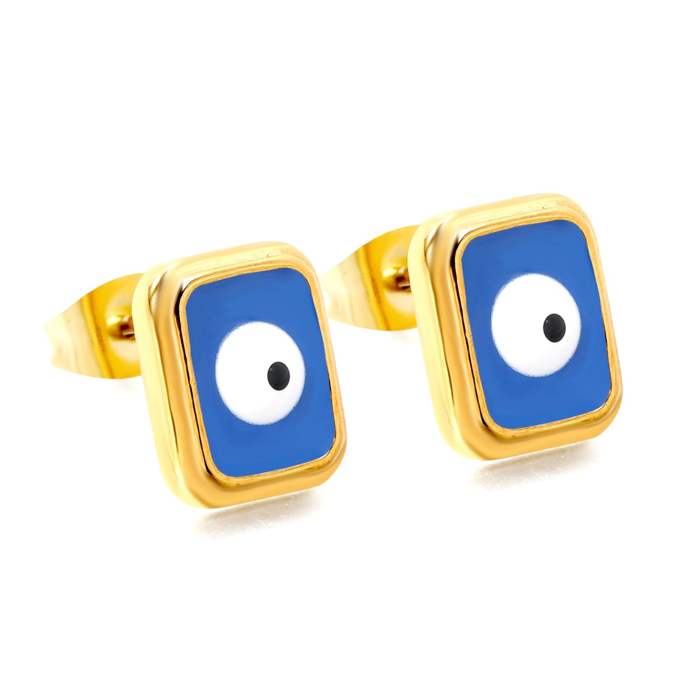 Rectangle with multi-color eyeballs multi-color bottom drop earrings 9*11mm