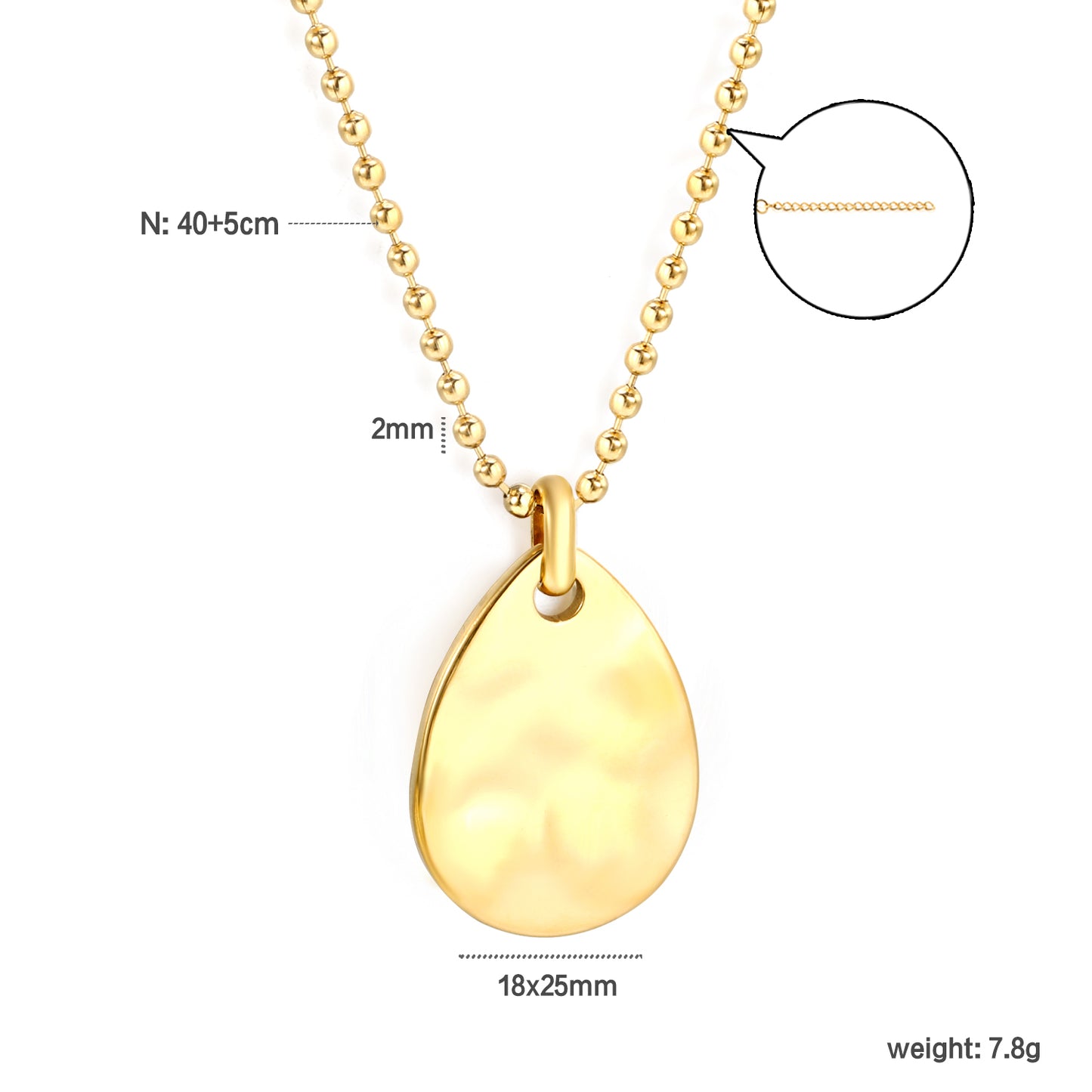 Gold-Plated Relief Pendant Necklace - Geometric Stainless Steel Jewelry