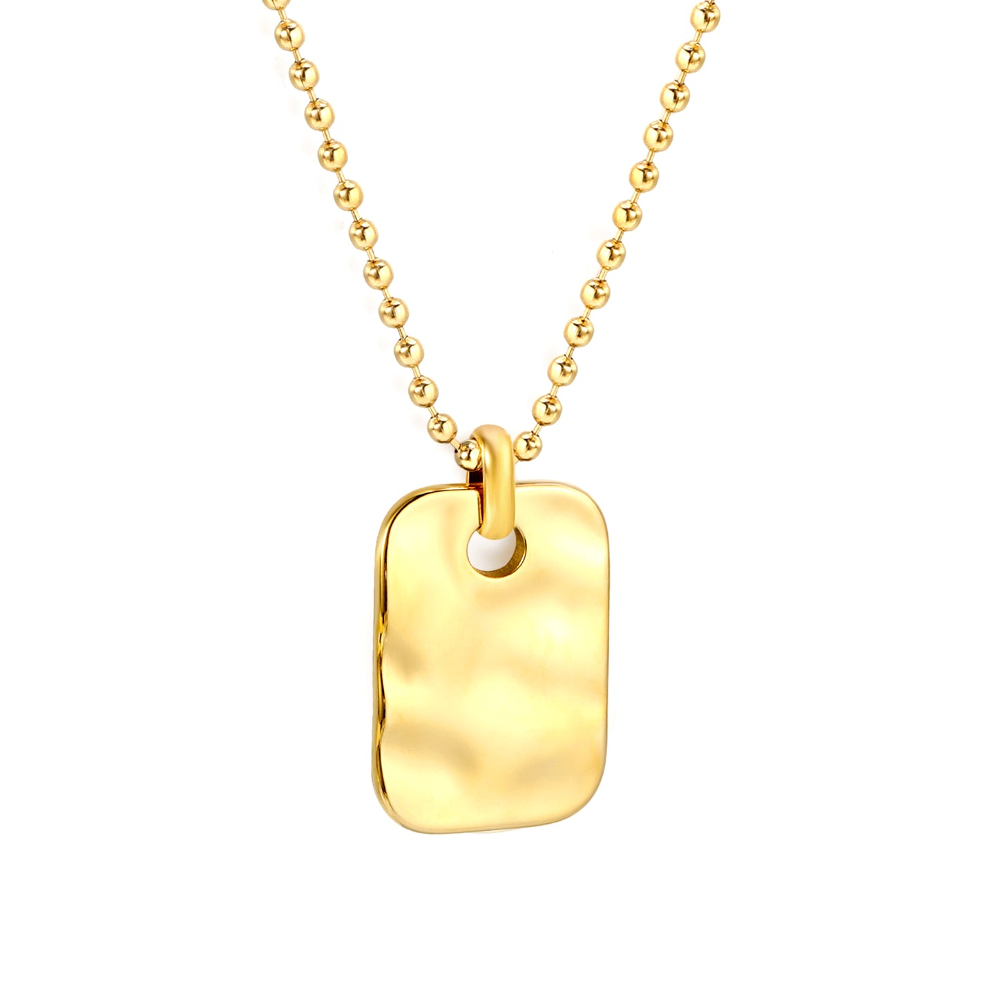 Elegant Textured Stainless Steel Pendant Necklace - 18K Gold-Plated Relief Jewelry