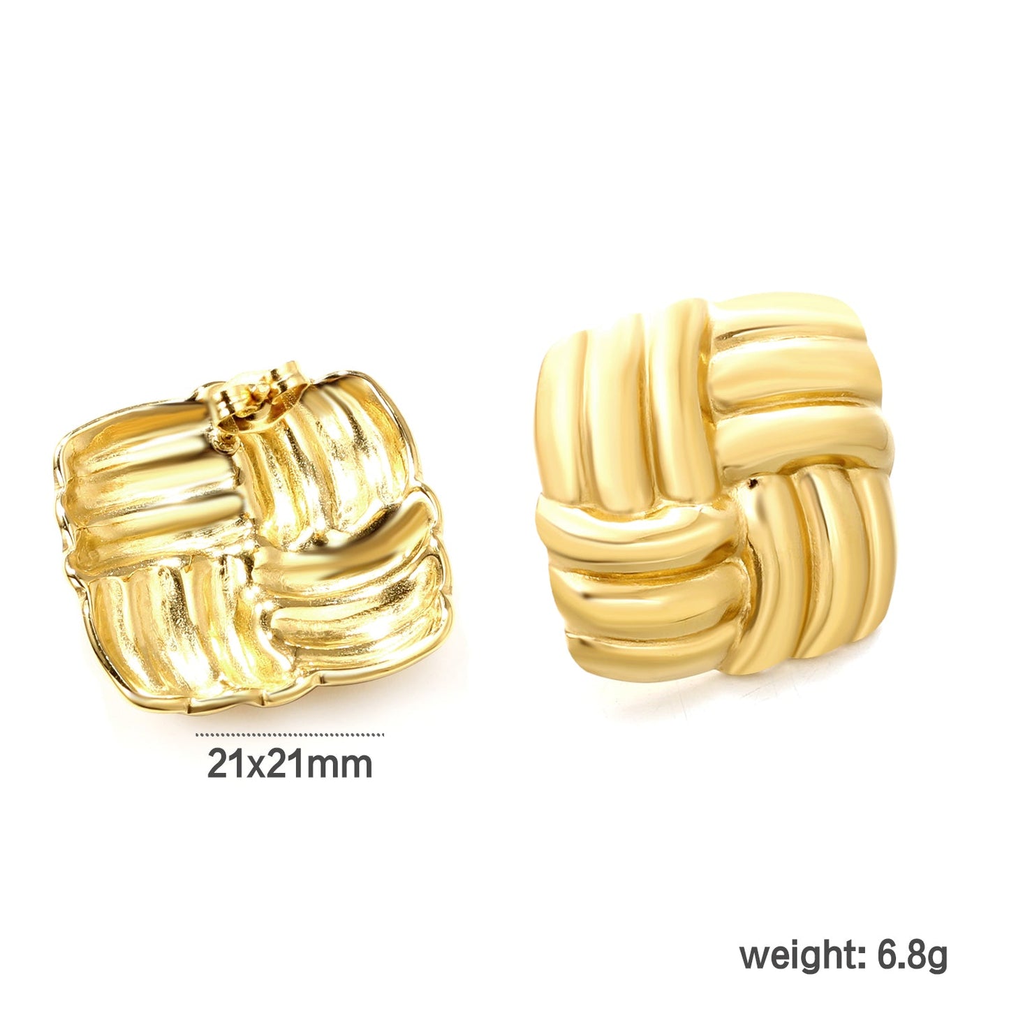 Square Knitted Earrings 21*21mm Gold Color