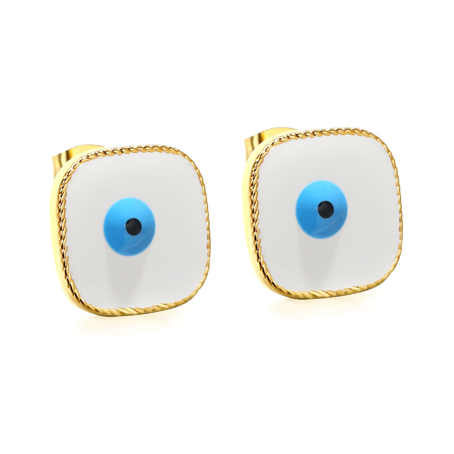 Lace Square with Multi-color Eyelets Multi-color Bottom Oil Drop Earrings 16.5*16.5mm