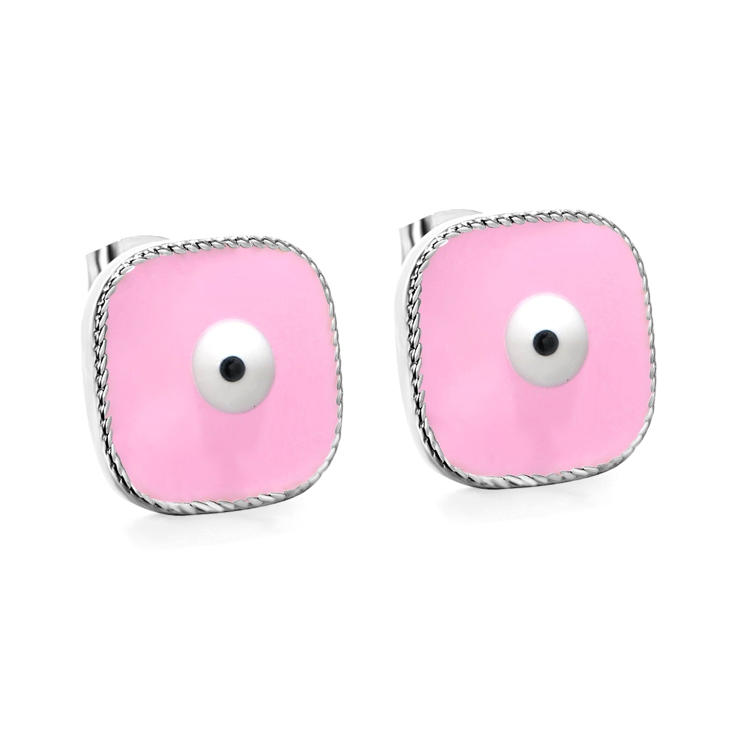 Lace Square with Multi-color Eyelets Multi-color Bottom Oil Drop Earrings 16.5*16.5mm