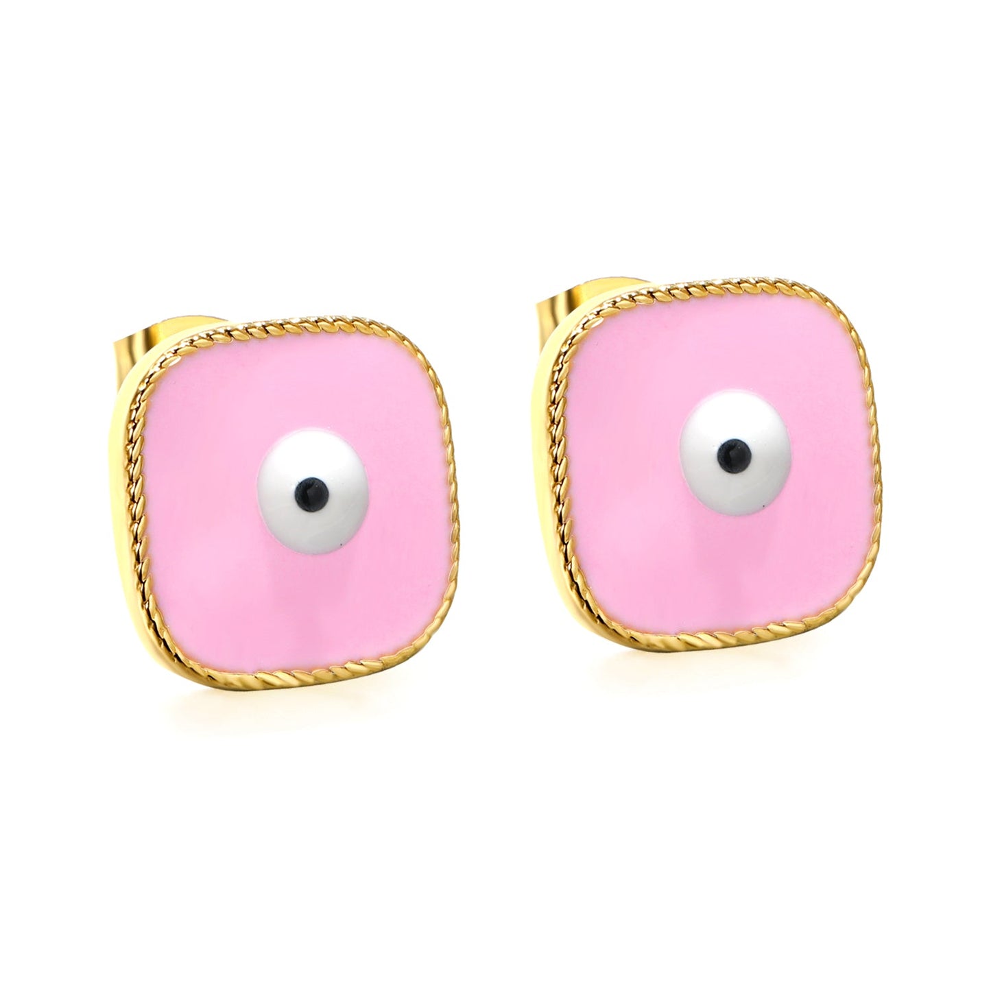 Lace Square with Multi-color Eyelets Multi-color Bottom Oil Drop Earrings 16.5*16.5mm