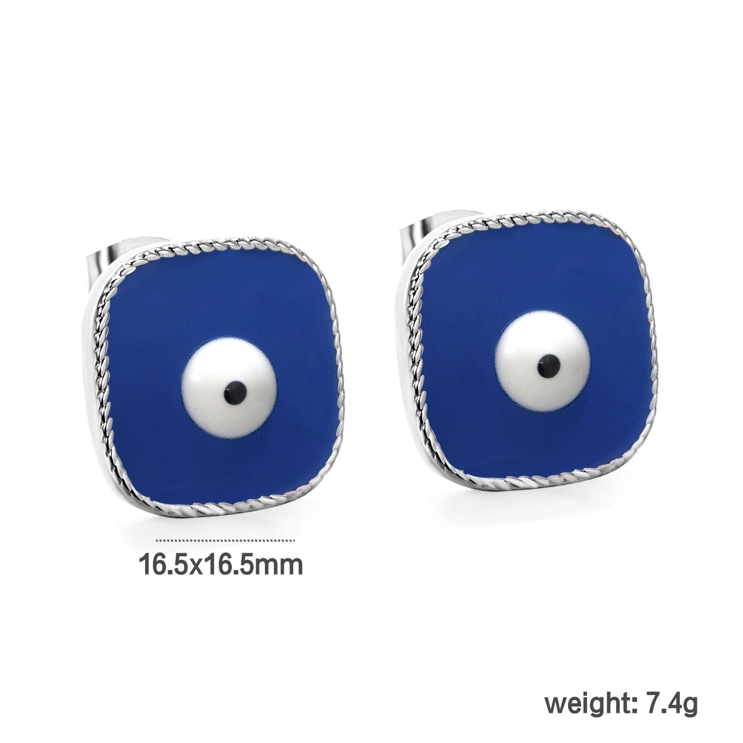 Lace Square with Multi-color Eyelets Multi-color Bottom Oil Drop Earrings 16.5*16.5mm