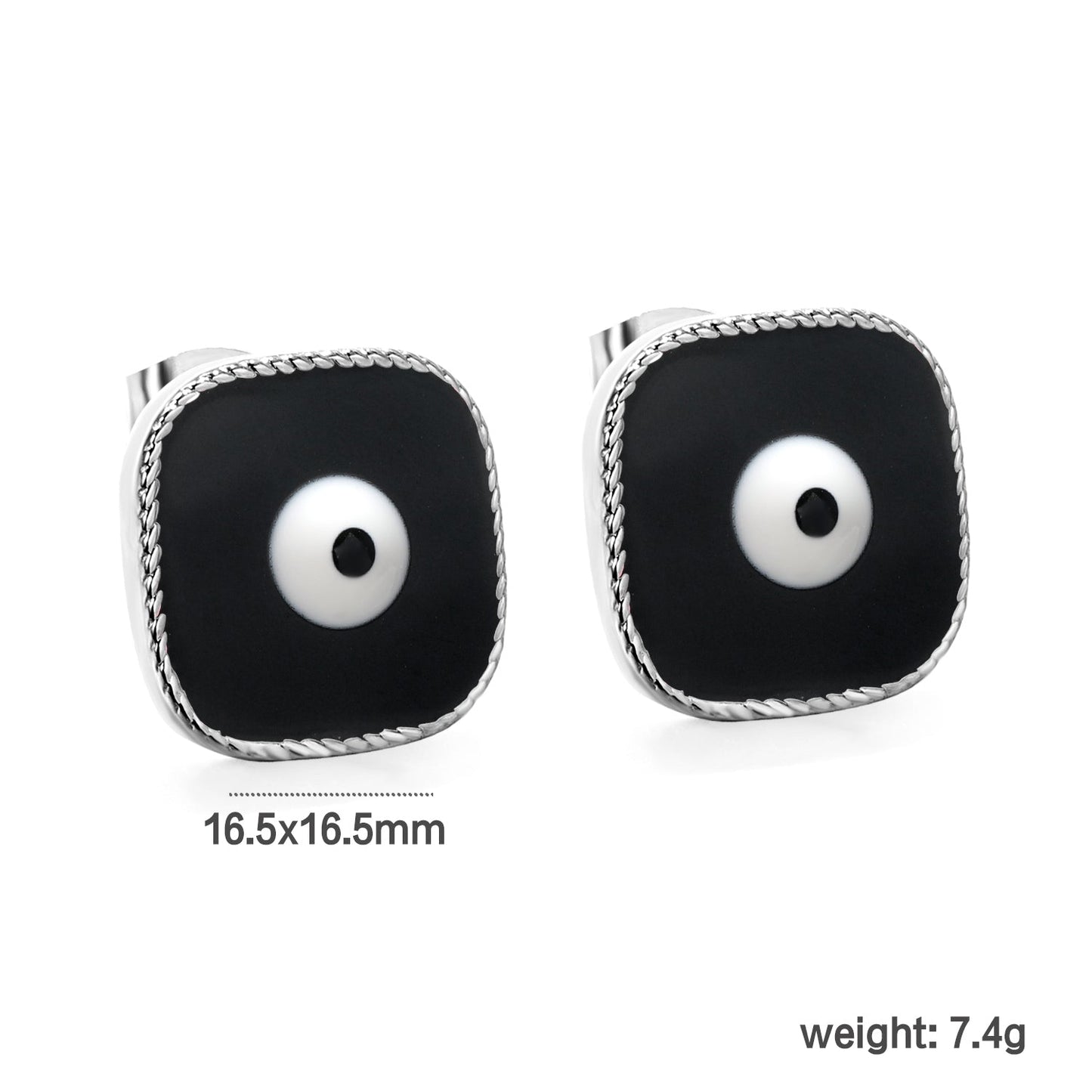 Lace Square with Multi-color Eyelets Multi-color Bottom Oil Drop Earrings 16.5*16.5mm
