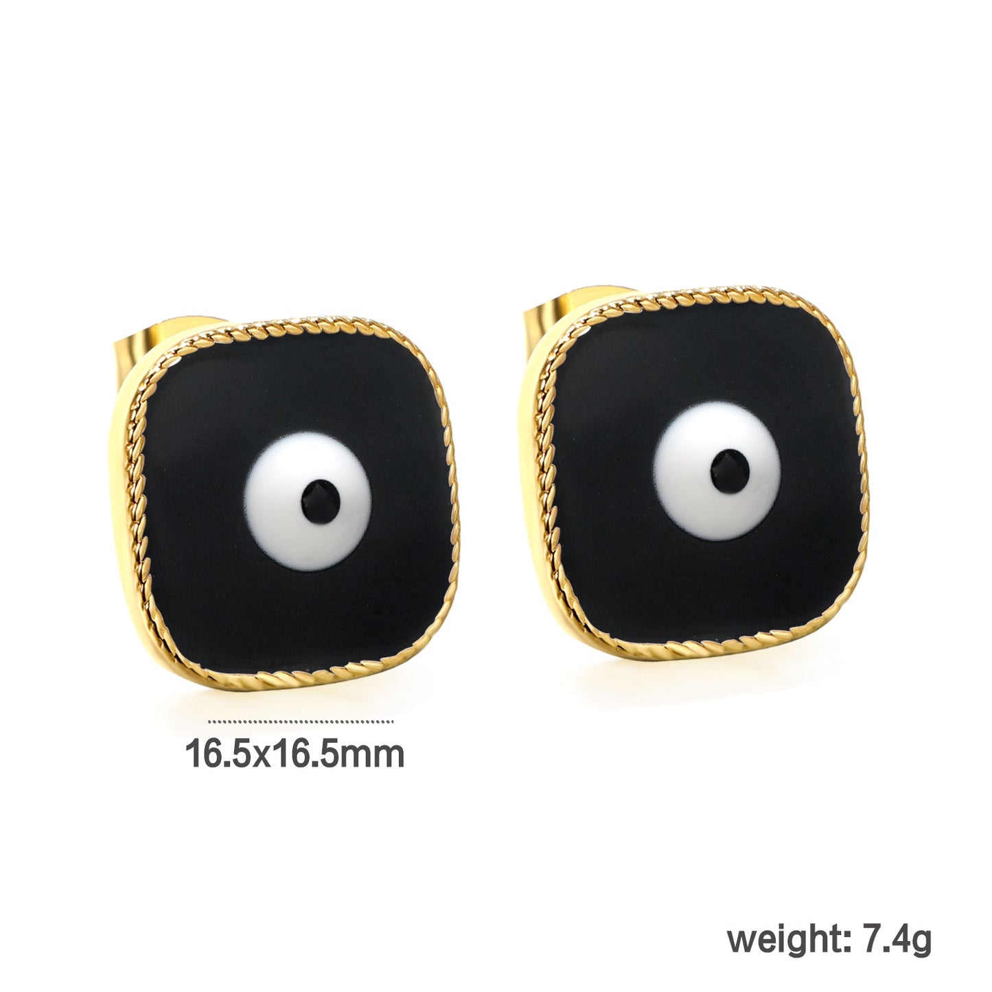 Lace Square with Multi-color Eyelets Multi-color Bottom Oil Drop Earrings 16.5*16.5mm