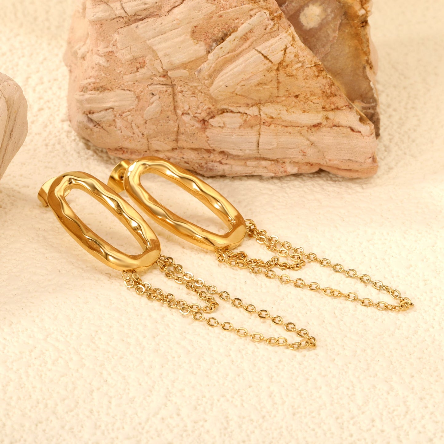 13*25.5mm oval circle with matching chain 39mm earrings
