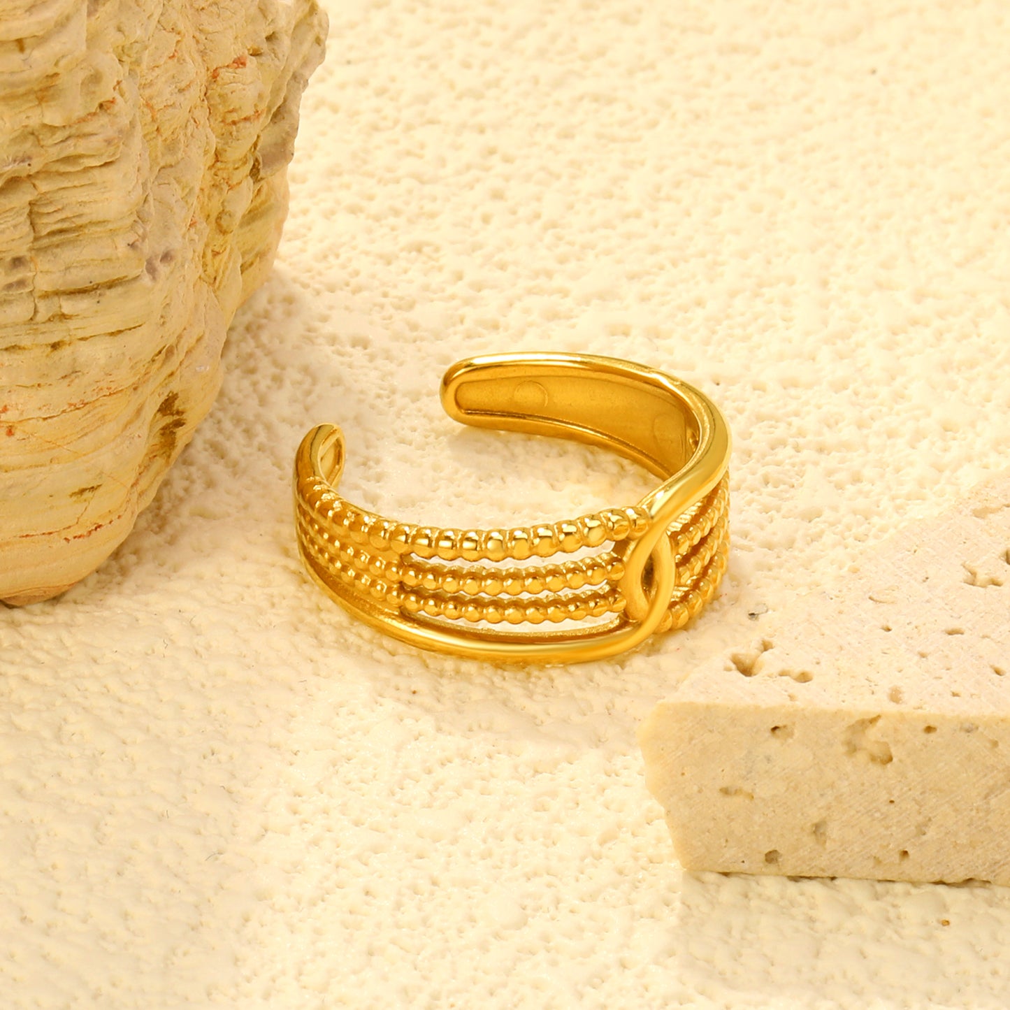 wholesale 18K Gold Plated Jewelry Rings 7.9mm Heart Alloy Adjustable Open Finger