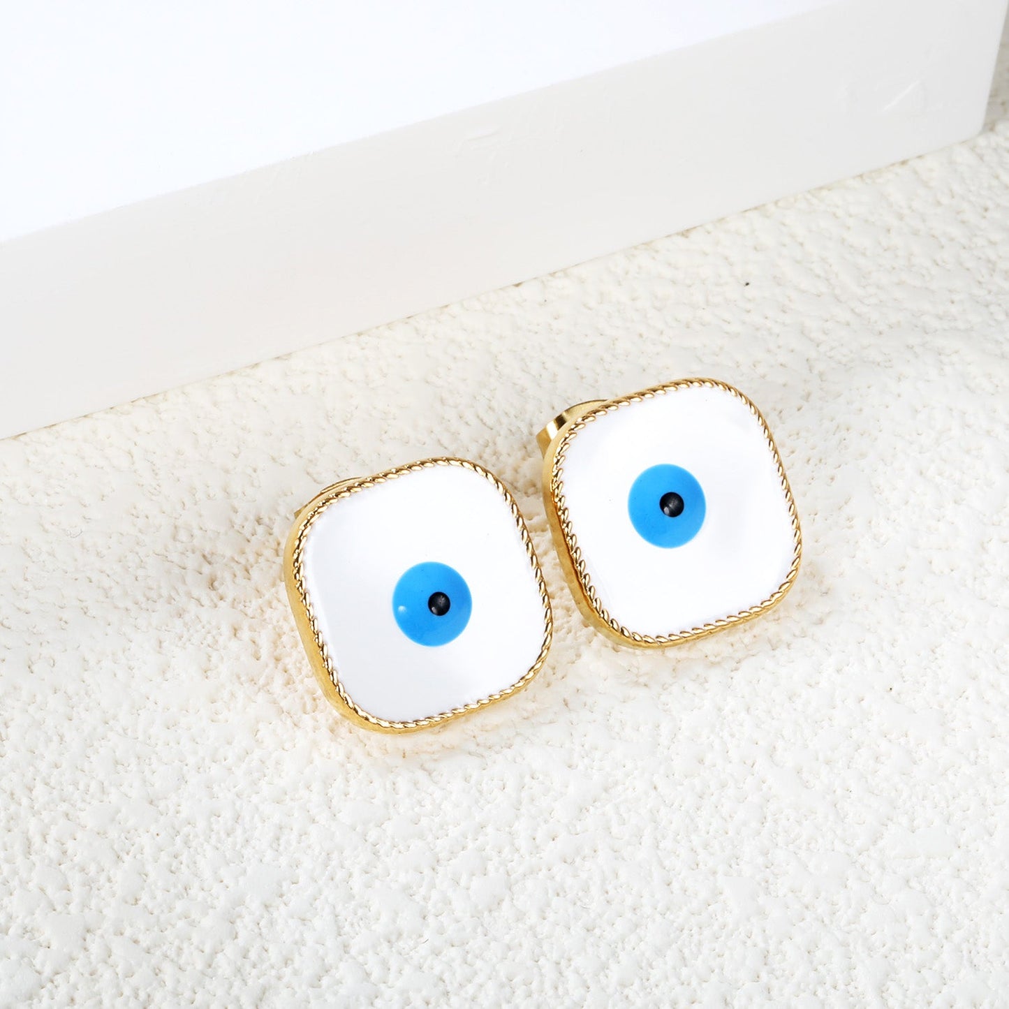 Lace Square with Multi-color Eyelets Multi-color Bottom Oil Drop Earrings 16.5*16.5mm