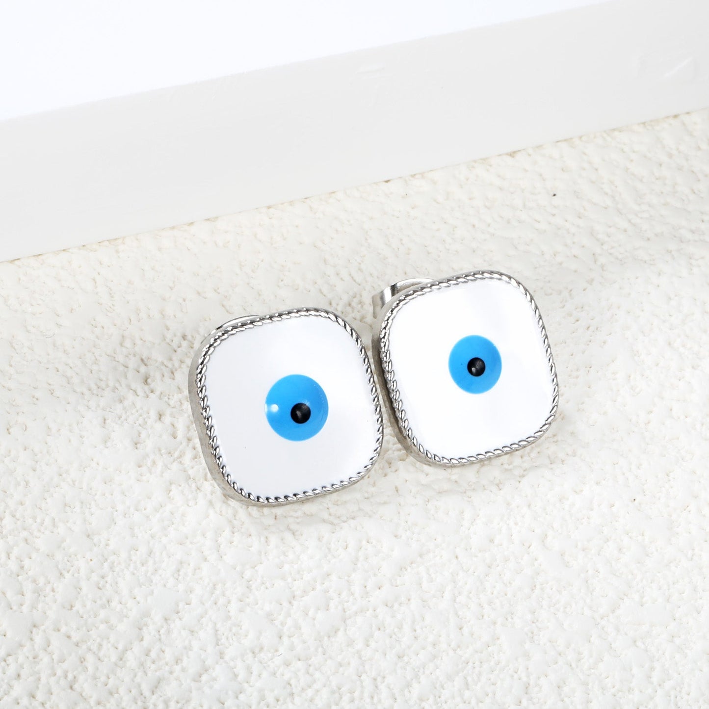 Lace Square with Multi-color Eyelets Multi-color Bottom Oil Drop Earrings 16.5*16.5mm