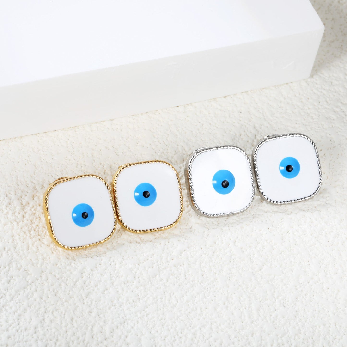 Lace Square with Multi-color Eyelets Multi-color Bottom Oil Drop Earrings 16.5*16.5mm