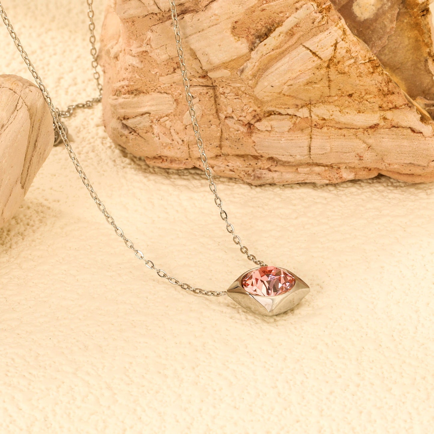 Square Pendant with white & mineral black & deep purple & light purple & red & pink & deep blue & light blue & deep green & light green & white opal & pink opal pendant 10mm necklace 43+5cm