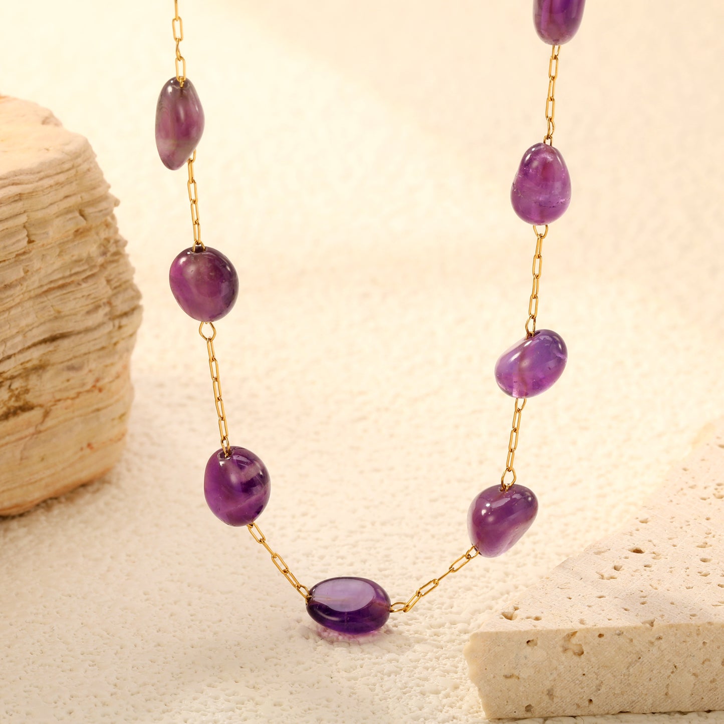 Waterproof & Hypoallergenic Necklace Crafted from Tiny Purple Trinkets