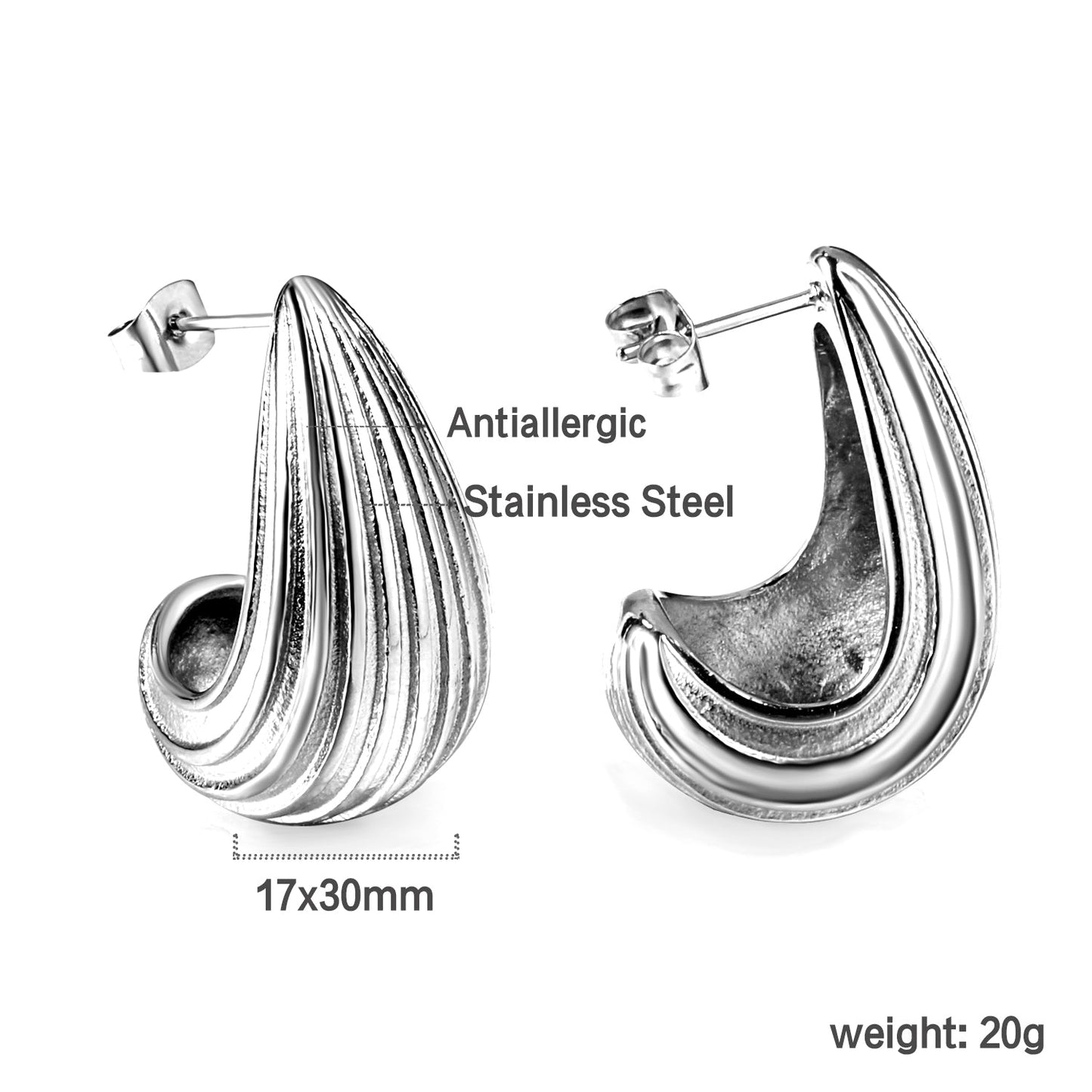 Vertical Drop Oval Earrings 17*30mm