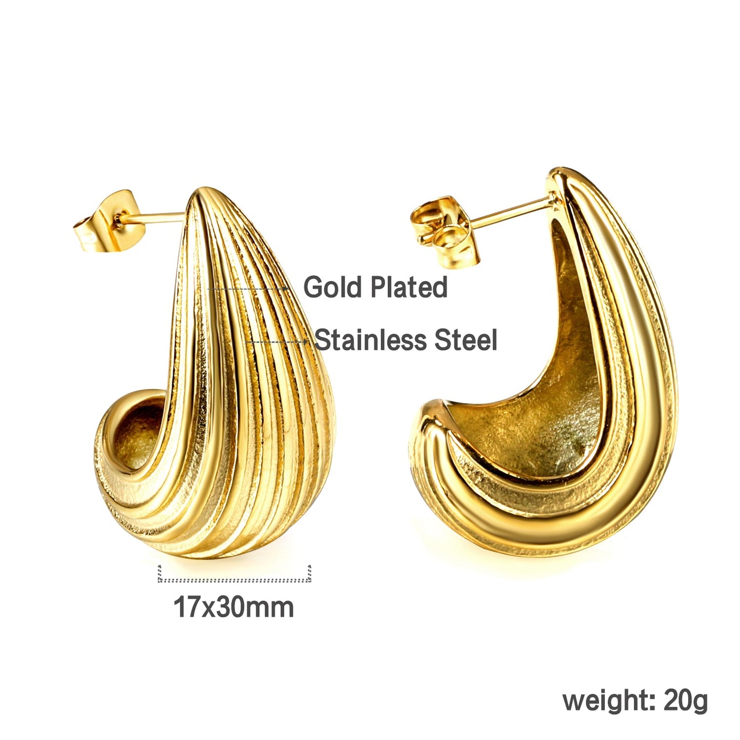 Vertical Drop Oval Earrings 17*30mm