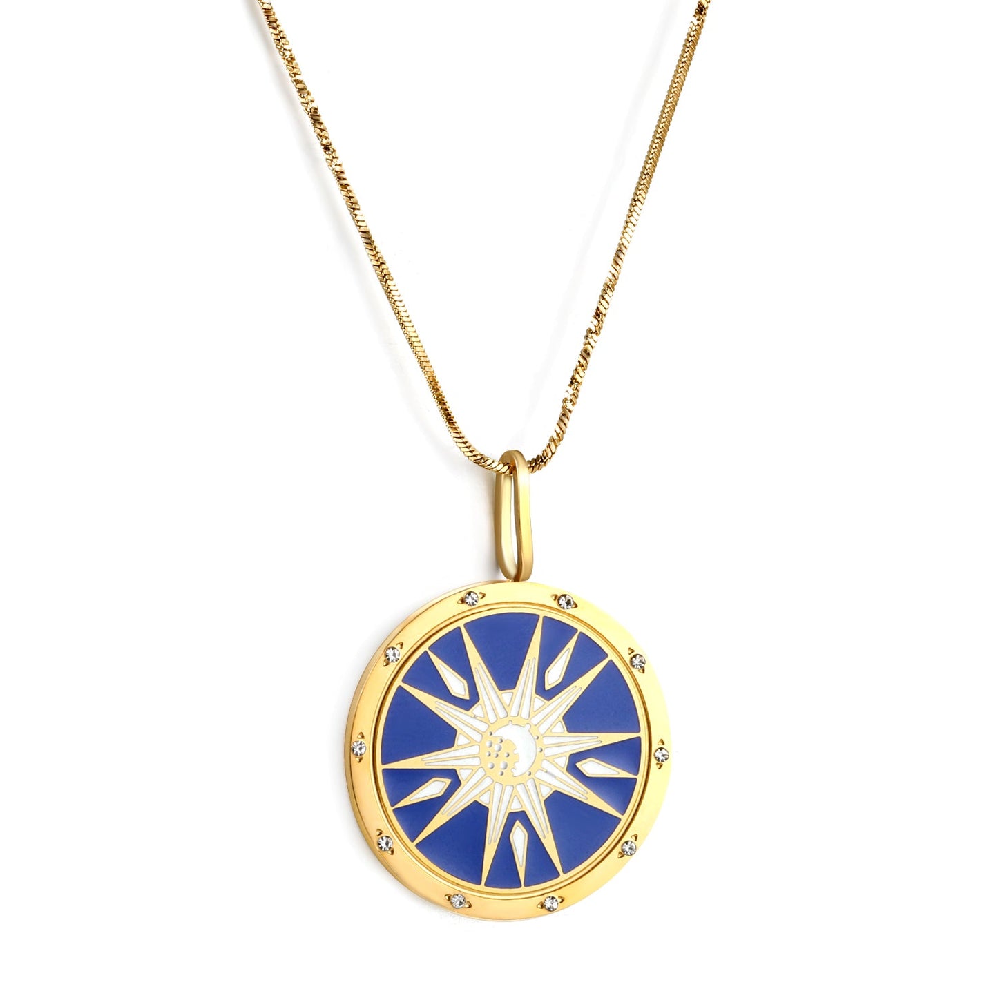Spring 2024 Round Radiance Mixed Color Pattern Pendant 25mm Necklace 45cm