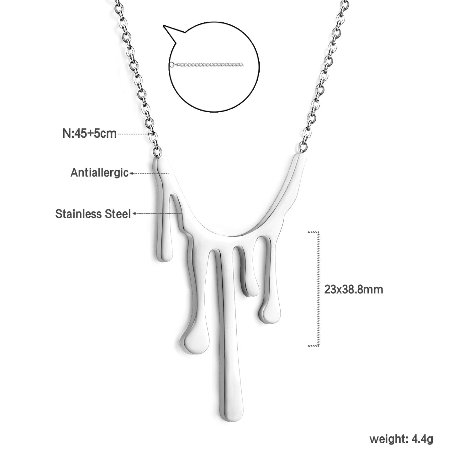 Drop Wax Pendant 23*38.8mm Necklace 45+5cm