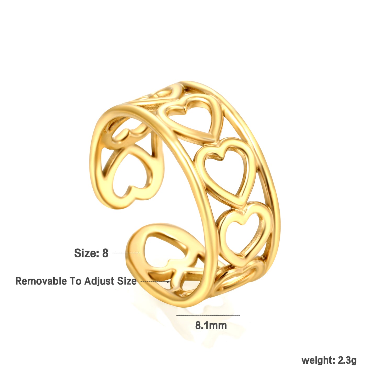 Bulk 8.1mm Versatile Stacking Rings | Gold-Tone Stainless Steel Open Bands for Retailers (2.6g/Unit)