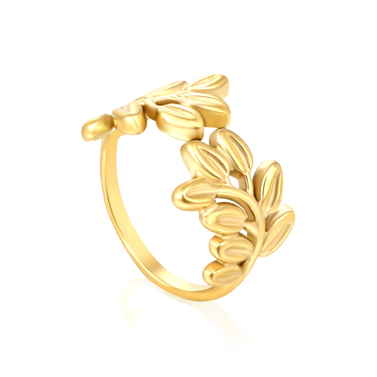 ⨠Wholesale Adjustable Gold Statement Ring - 11.8mm Height Stainless Steel w/ Removable Sizing Beads (Size 8ď˝2.8g)