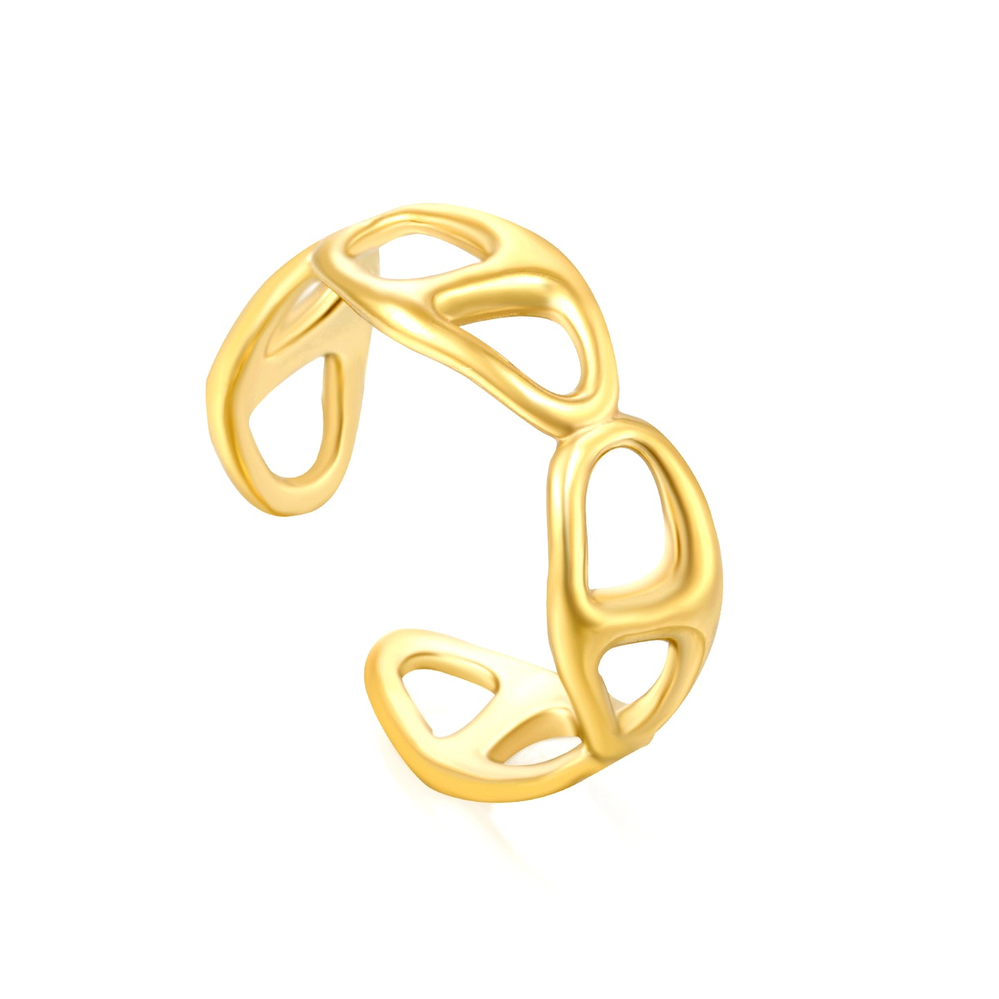 7.5mm Gold Stainless Steel Open Ring – Size 8 Adjustable (2g) – Bulk Wholesale Jewelry (10/50/100pcs) – Hypoallergenic Stackable Ring