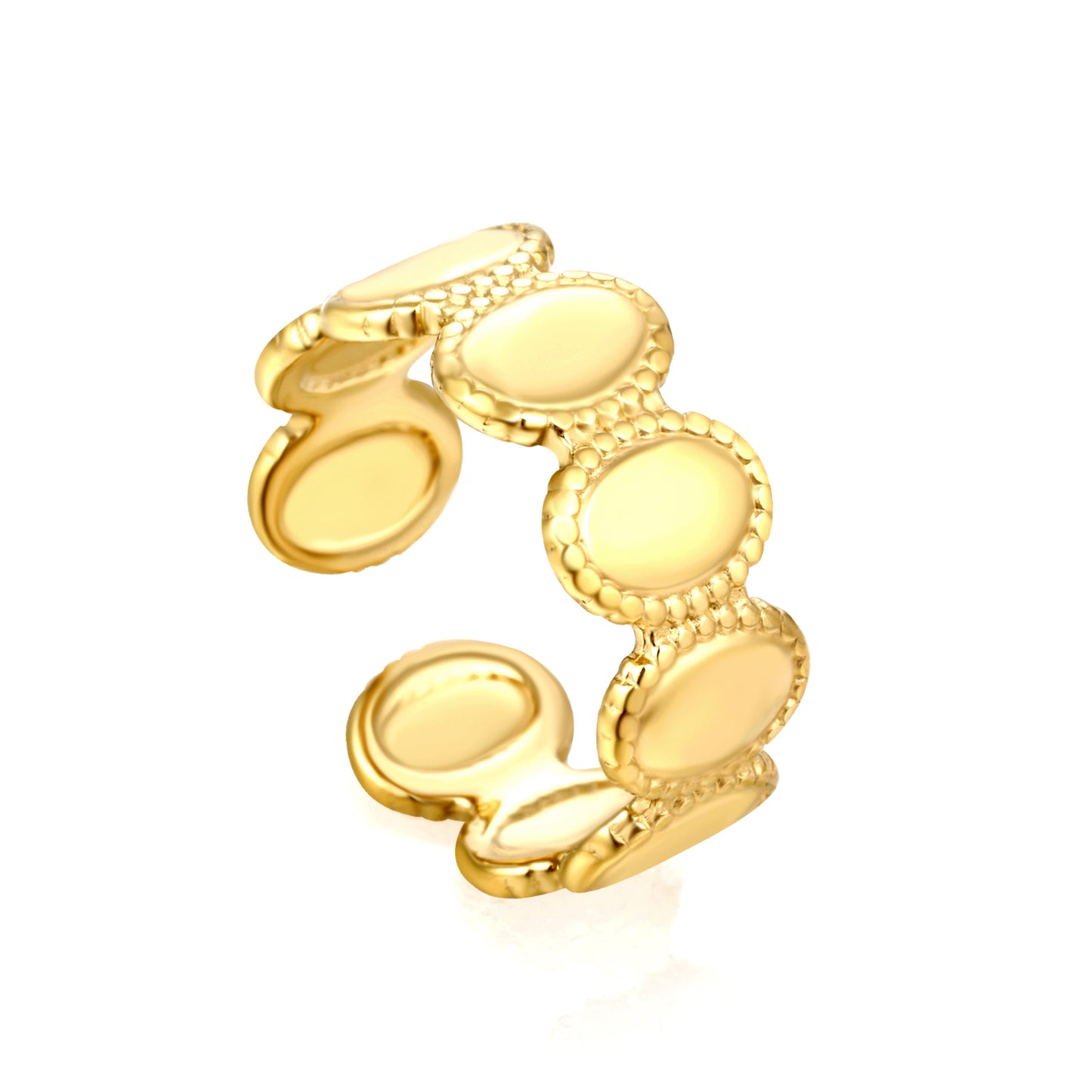 ✨ Wholesale 8mm Gold Stainless Steel Open Ring – Adjustable & Lightweight (3.4g)