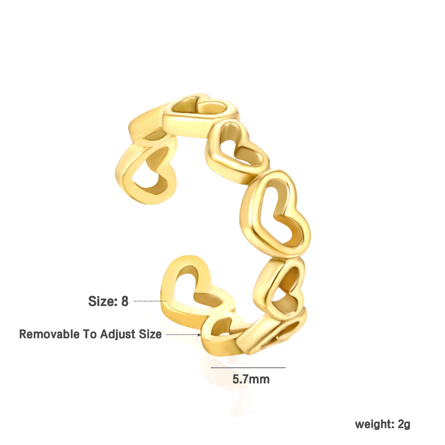 ✨ Wholesale Adjustable Gold Open Ring Set - 7.1mm & 5.7mm Stackable Bands (Stainless Steel|Size 8|2g Each)