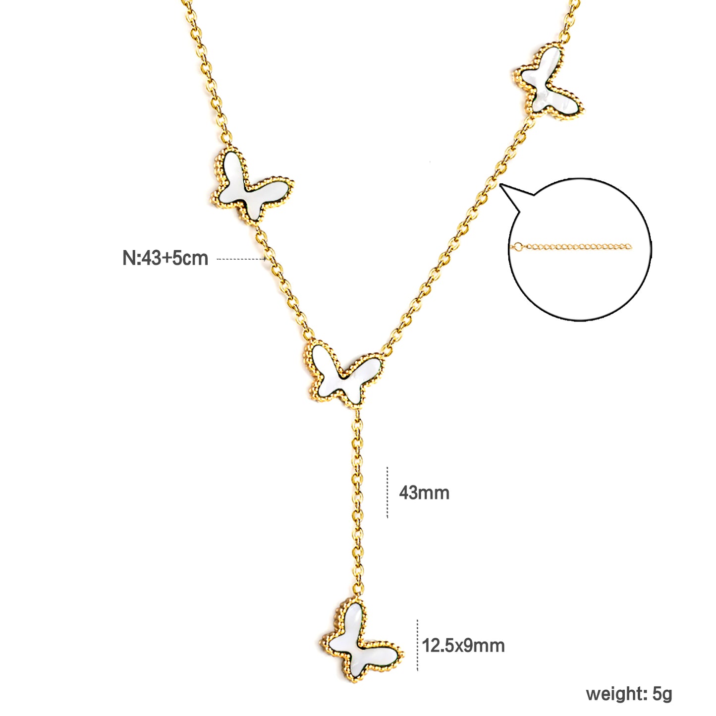 4-Piece Set Stainless Steel Butterfly Shell Pendant Necklaces - Wholesale for Retailers