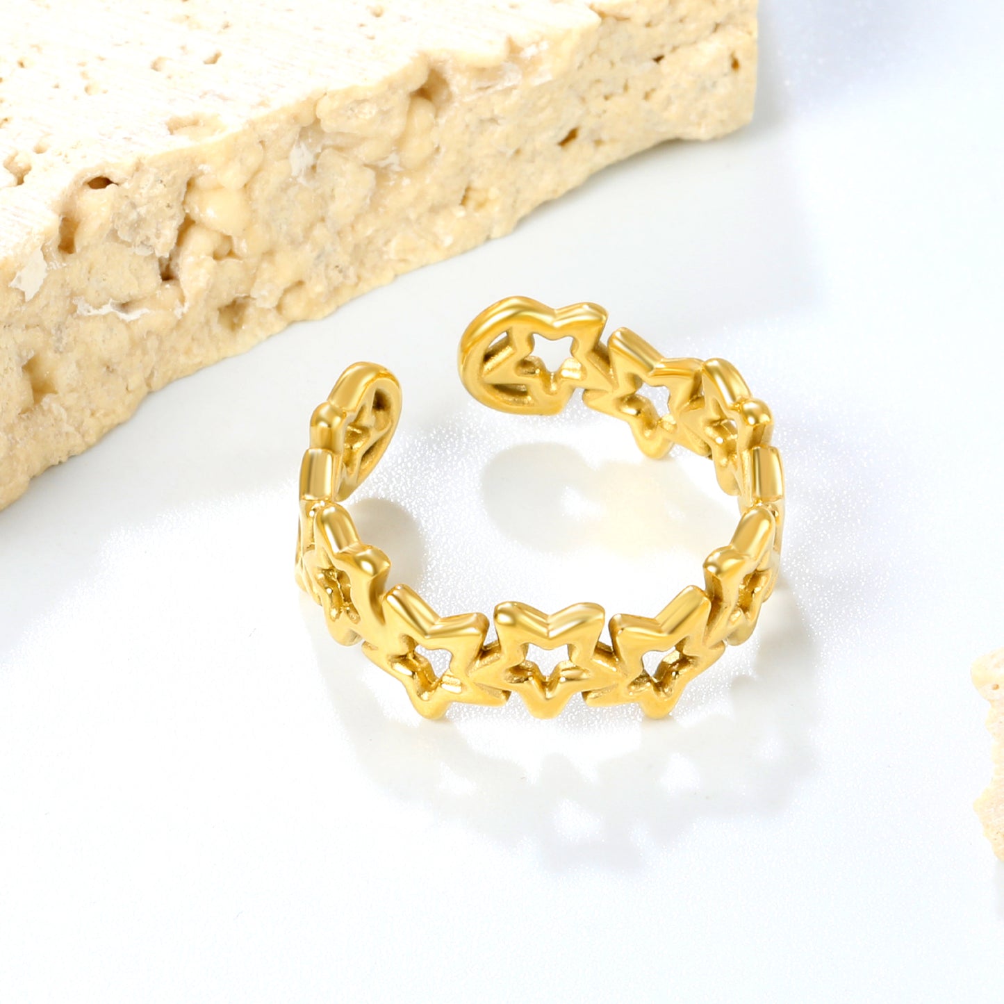 ✨ Wholesale Adjustable Gold Open Ring Set - 7.1mm & 5.7mm Stackable Bands (Stainless Steel|Size 8|2g Each)
