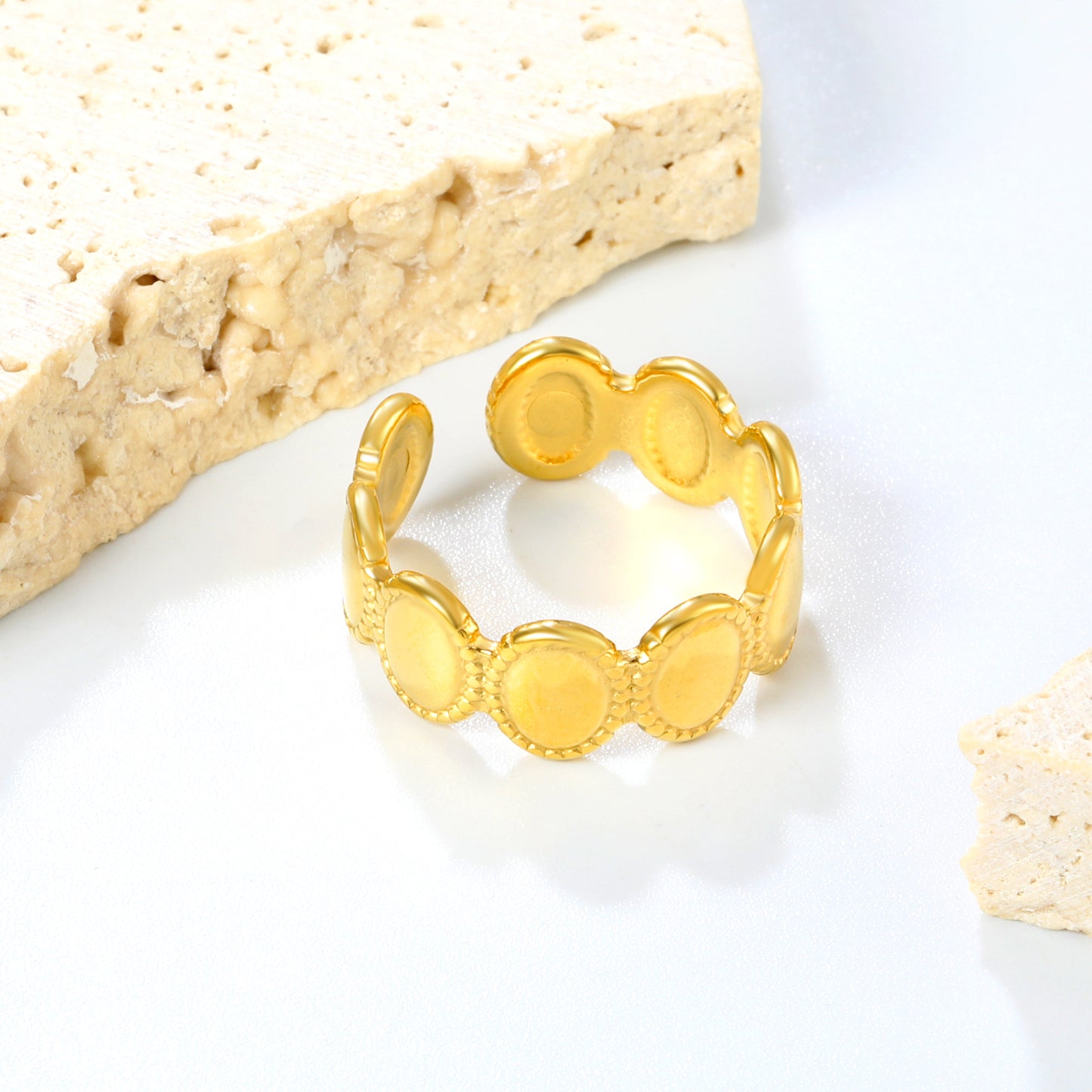 ✨ Wholesale 8mm Gold Stainless Steel Open Ring – Adjustable & Lightweight (3.4g)