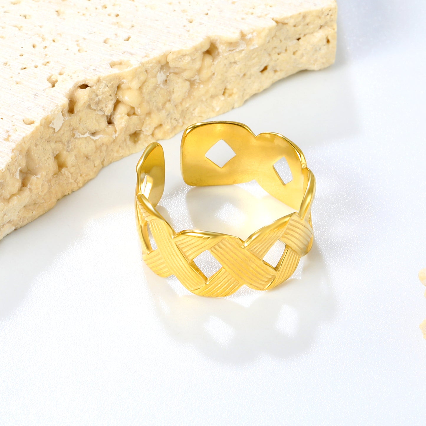 ✨ Gold Adjustable Statement Rings Duo 9mm & 10.7mm Heights | Removable Sizing | Featherweight & Heavyweight Bulk Pack