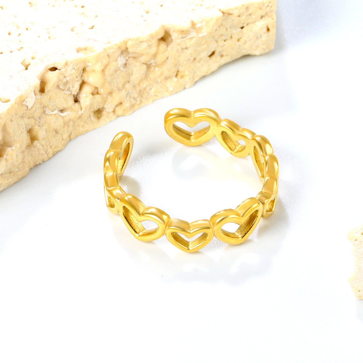 ✨ Wholesale Adjustable Gold Open Ring Set - 7.1mm & 5.7mm Stackable Bands (Stainless Steel|Size 8|2g Each)